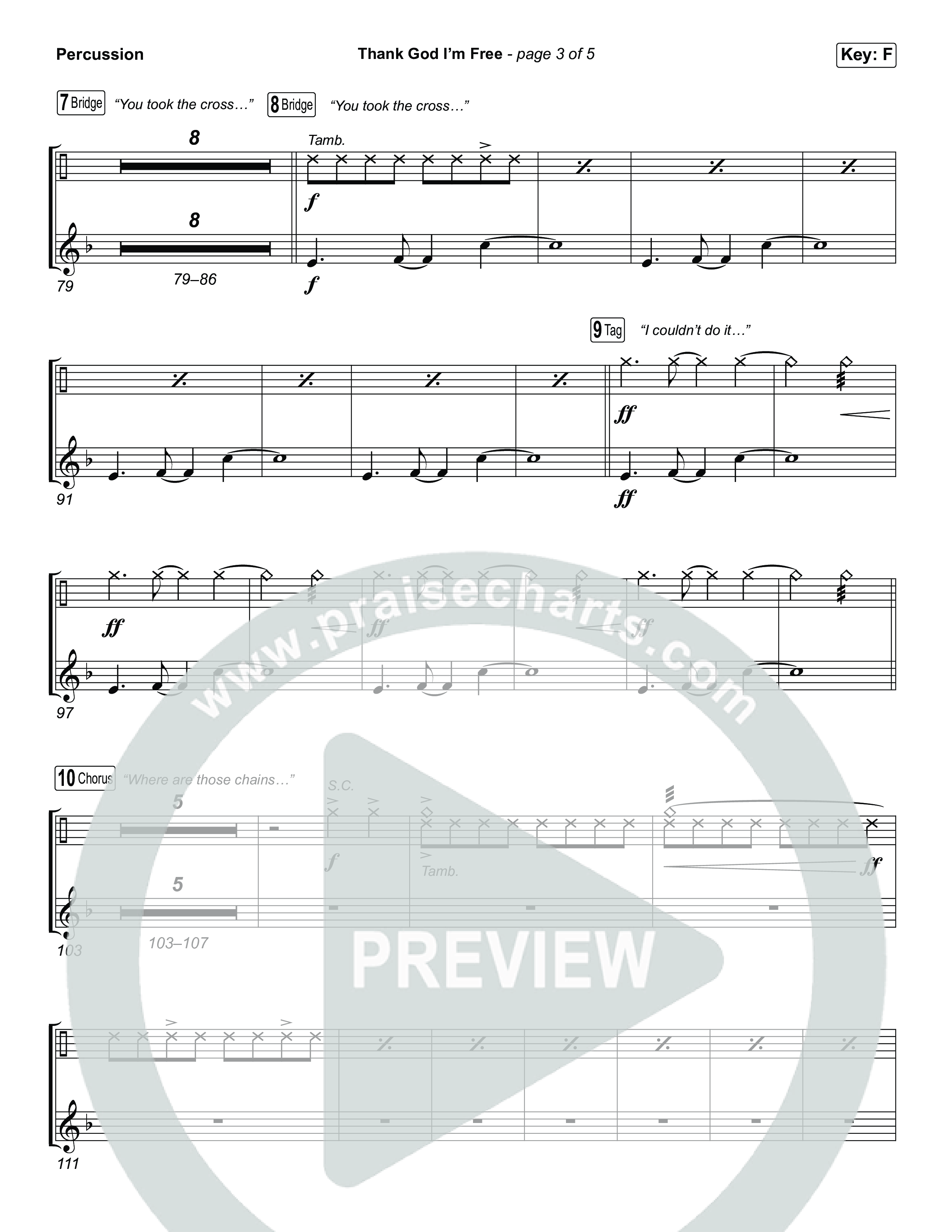 Thank God I'm Free (Worship Choir/SAB) Percussion (ELEVATION RHYTHM / Lizzie Morgan / Arr. Luke Gambill)