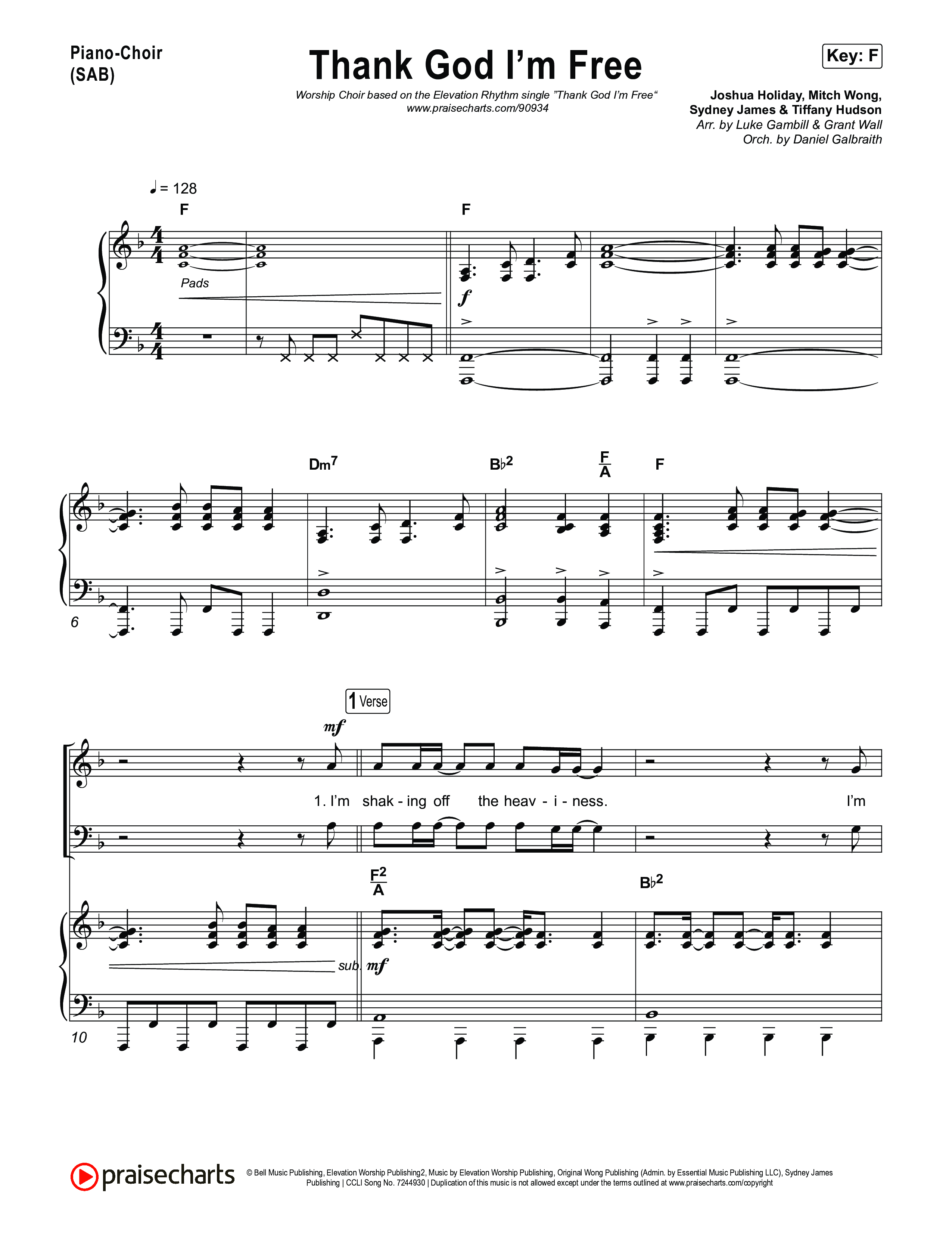 Thank God I'm Free (Worship Choir/SAB) Piano/Choir (SAB) (ELEVATION RHYTHM / Lizzie Morgan / Arr. Luke Gambill)