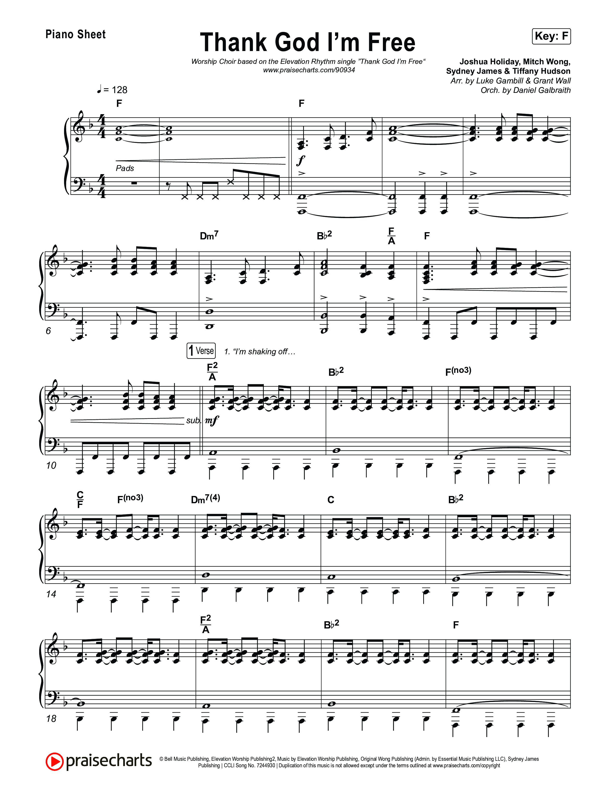 Thank God I'm Free (Worship Choir/SAB) Piano Sheet (ELEVATION RHYTHM / Lizzie Morgan / Arr. Luke Gambill)