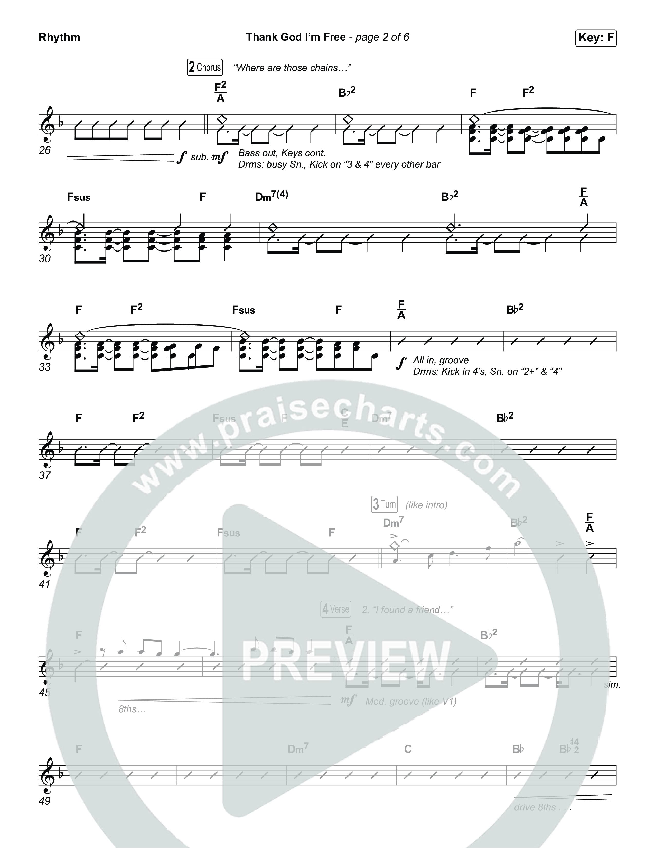 Thank God I'm Free (Worship Choir/SAB) Rhythm Chart (ELEVATION RHYTHM / Lizzie Morgan / Arr. Luke Gambill)