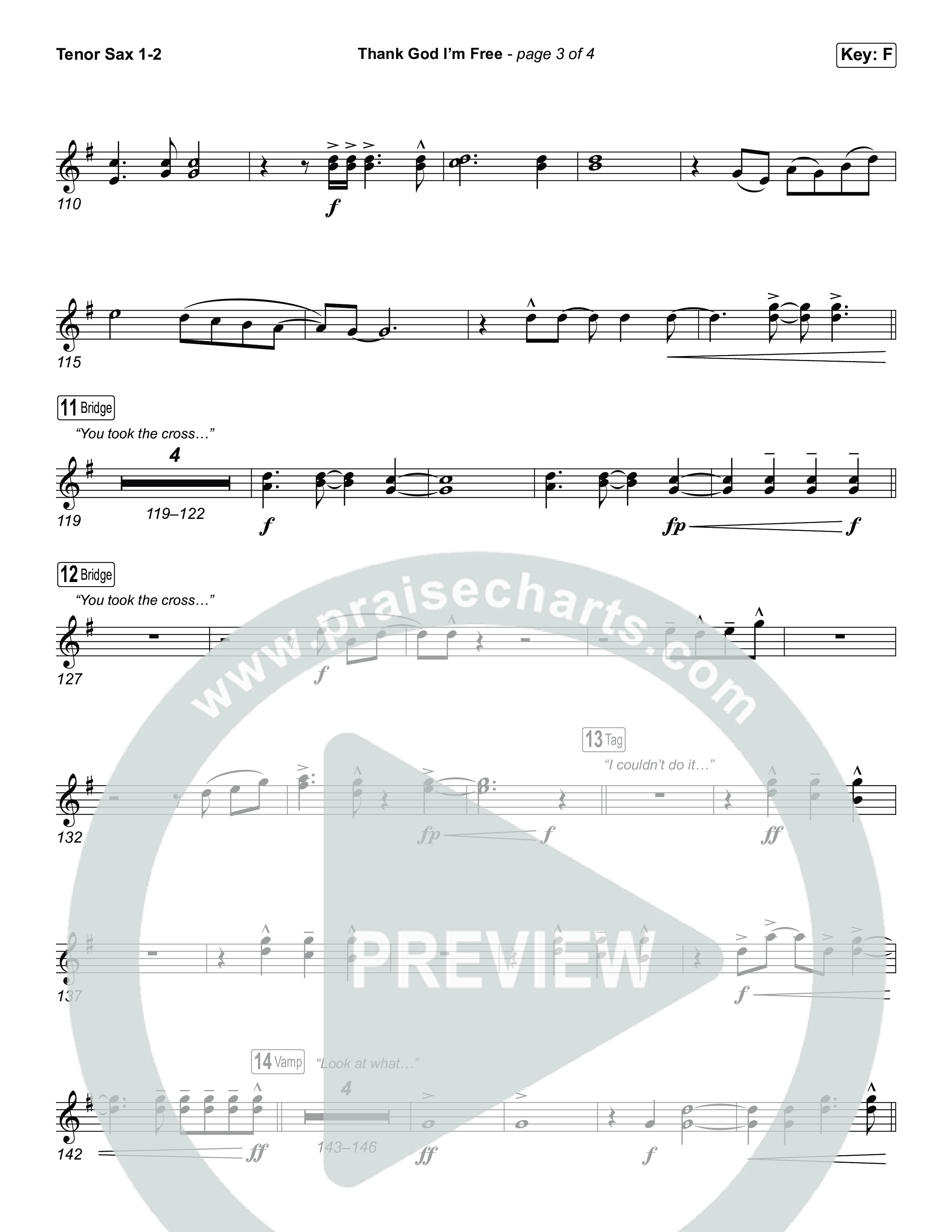 Thank God I'm Free (Worship Choir/SAB) Tenor Sax 1/2 (ELEVATION RHYTHM / Lizzie Morgan / Arr. Luke Gambill)