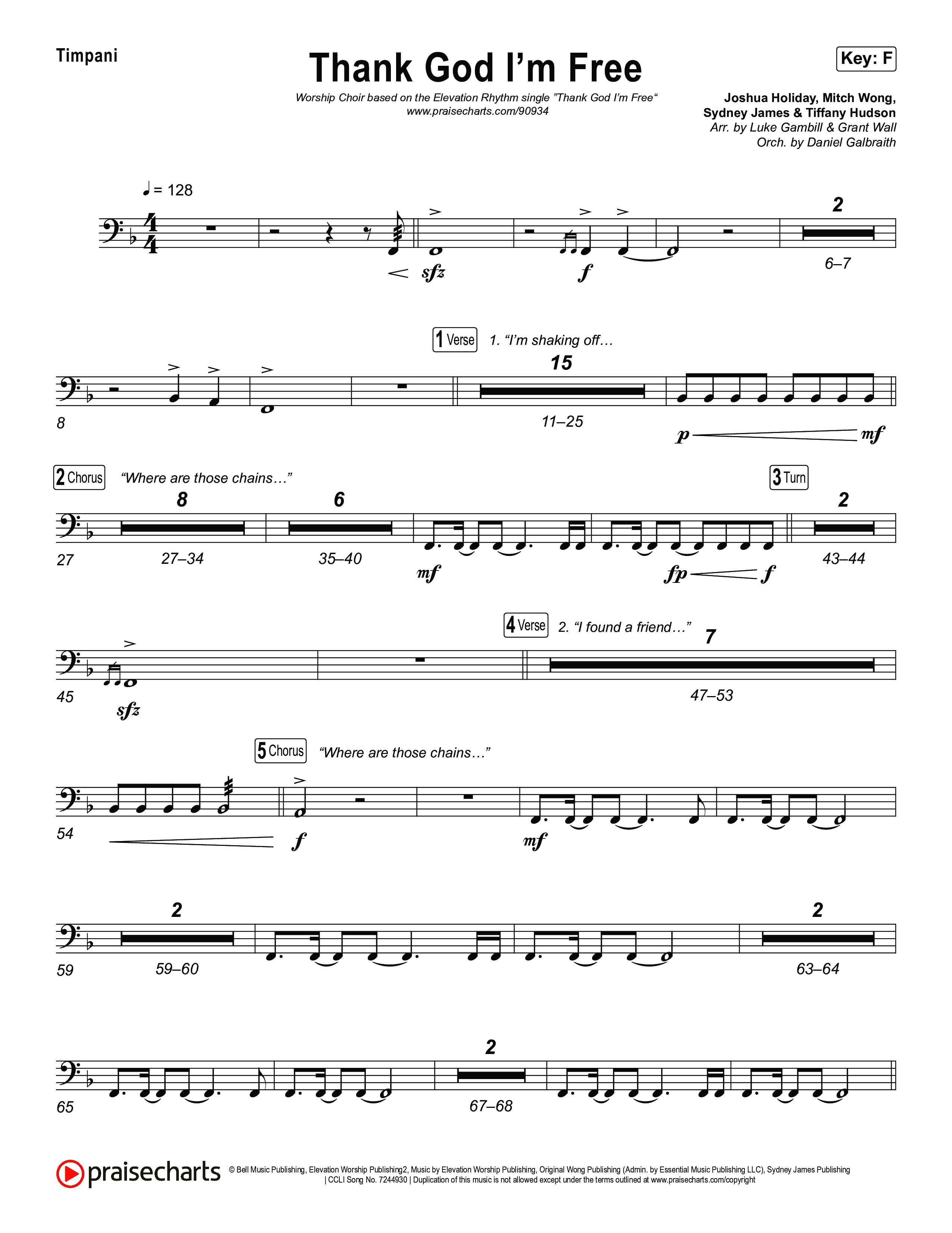 Thank God I'm Free (Worship Choir/SAB) Timpani (ELEVATION RHYTHM / Lizzie Morgan / Arr. Luke Gambill)