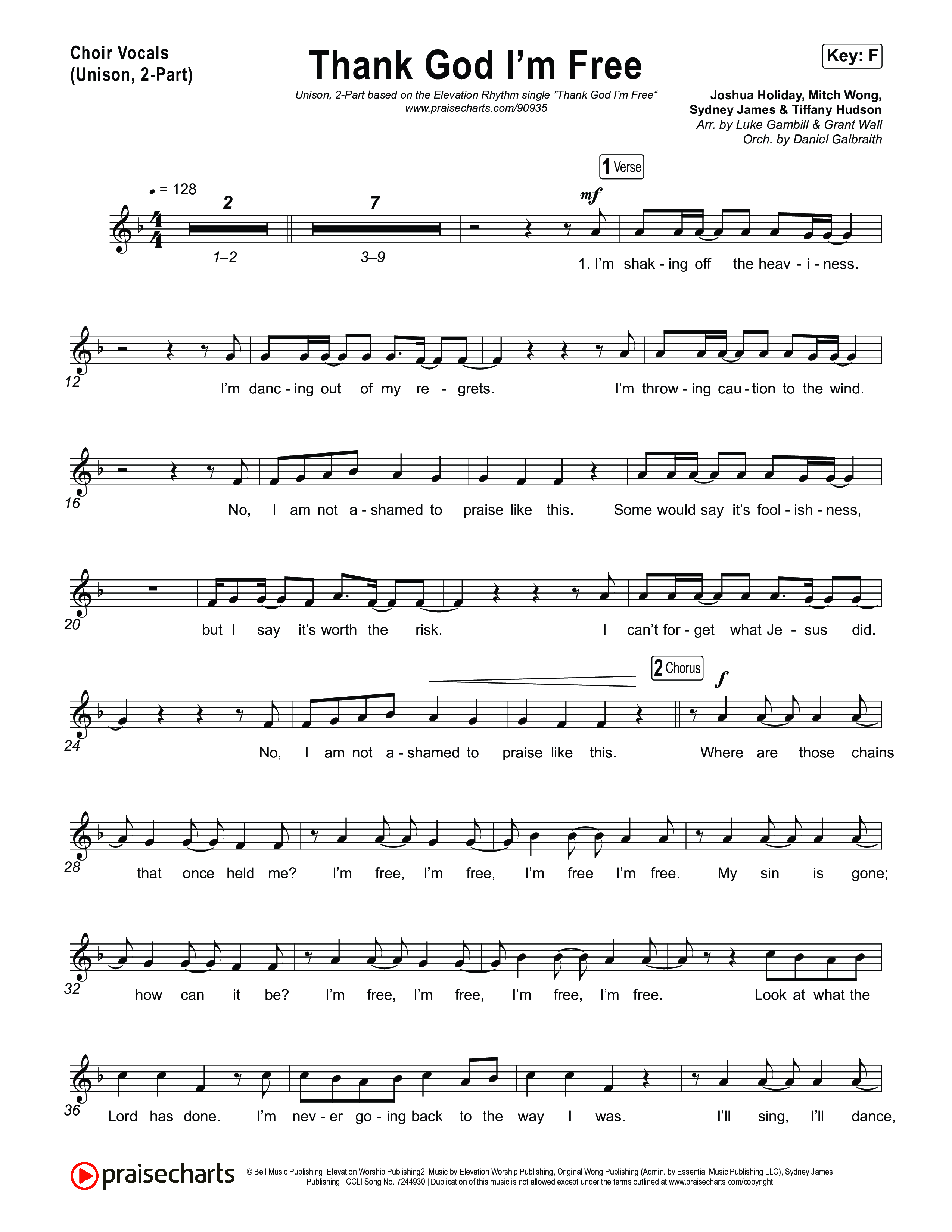 Thank God I'm Free (Unison/2-Part) Choir Vocals (Uni/2-Part) (ELEVATION RHYTHM / Lizzie Morgan / Arr. Luke Gambill)