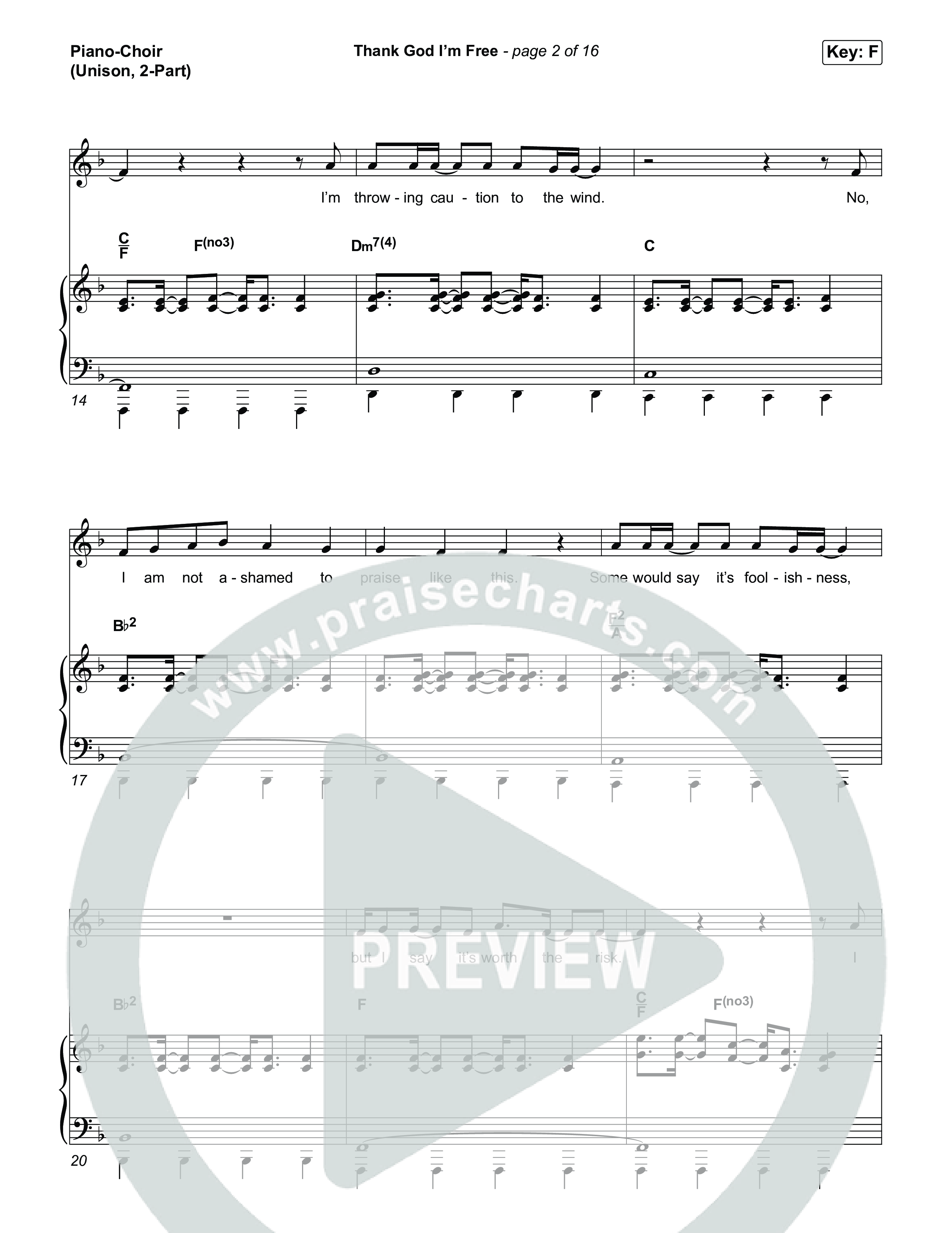 Thank God I'm Free (Unison/2-Part) Piano/Choir  (Uni/2-Part) (ELEVATION RHYTHM / Lizzie Morgan / Arr. Luke Gambill)
