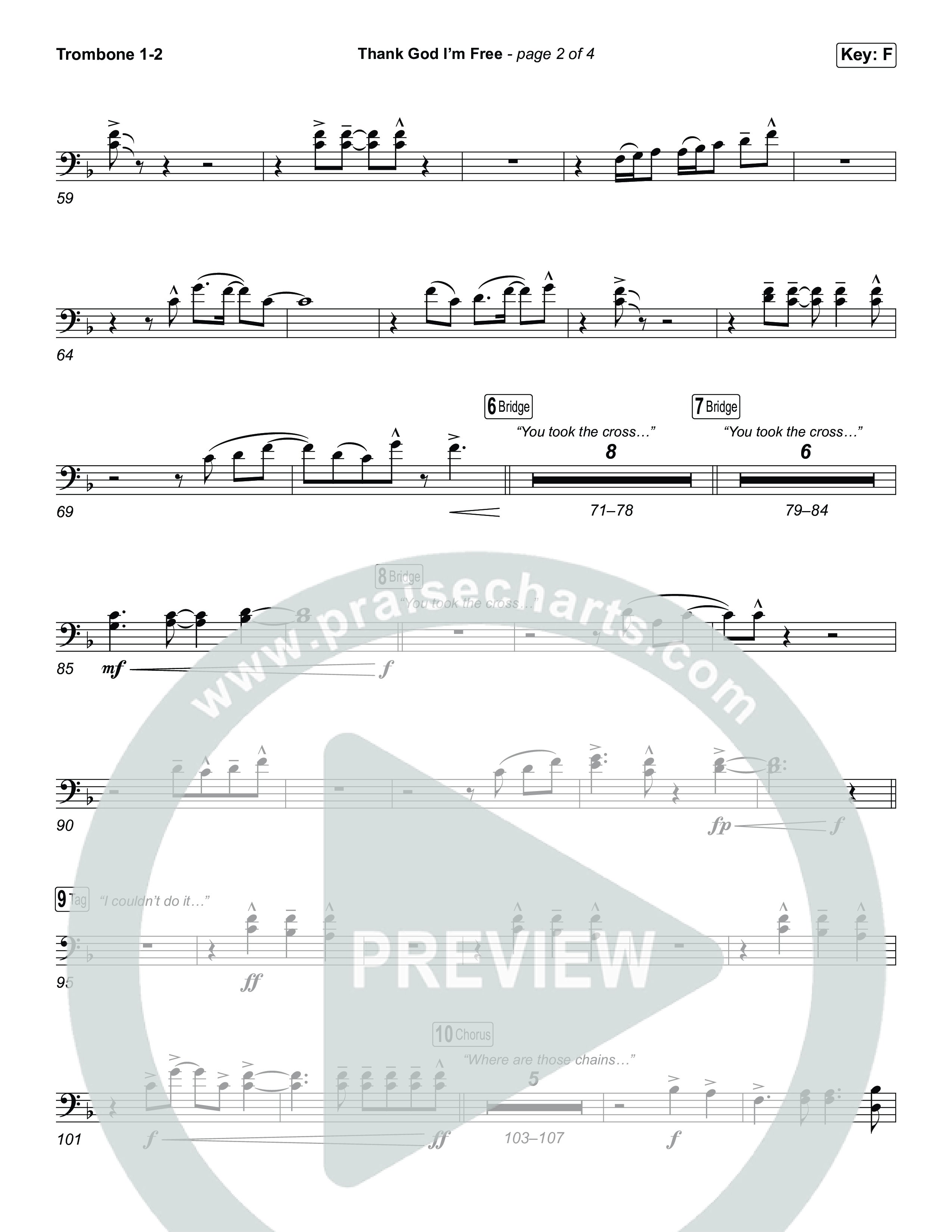 Thank God I'm Free (Unison/2-Part) Trombone 1/2 (ELEVATION RHYTHM / Lizzie Morgan / Arr. Luke Gambill)