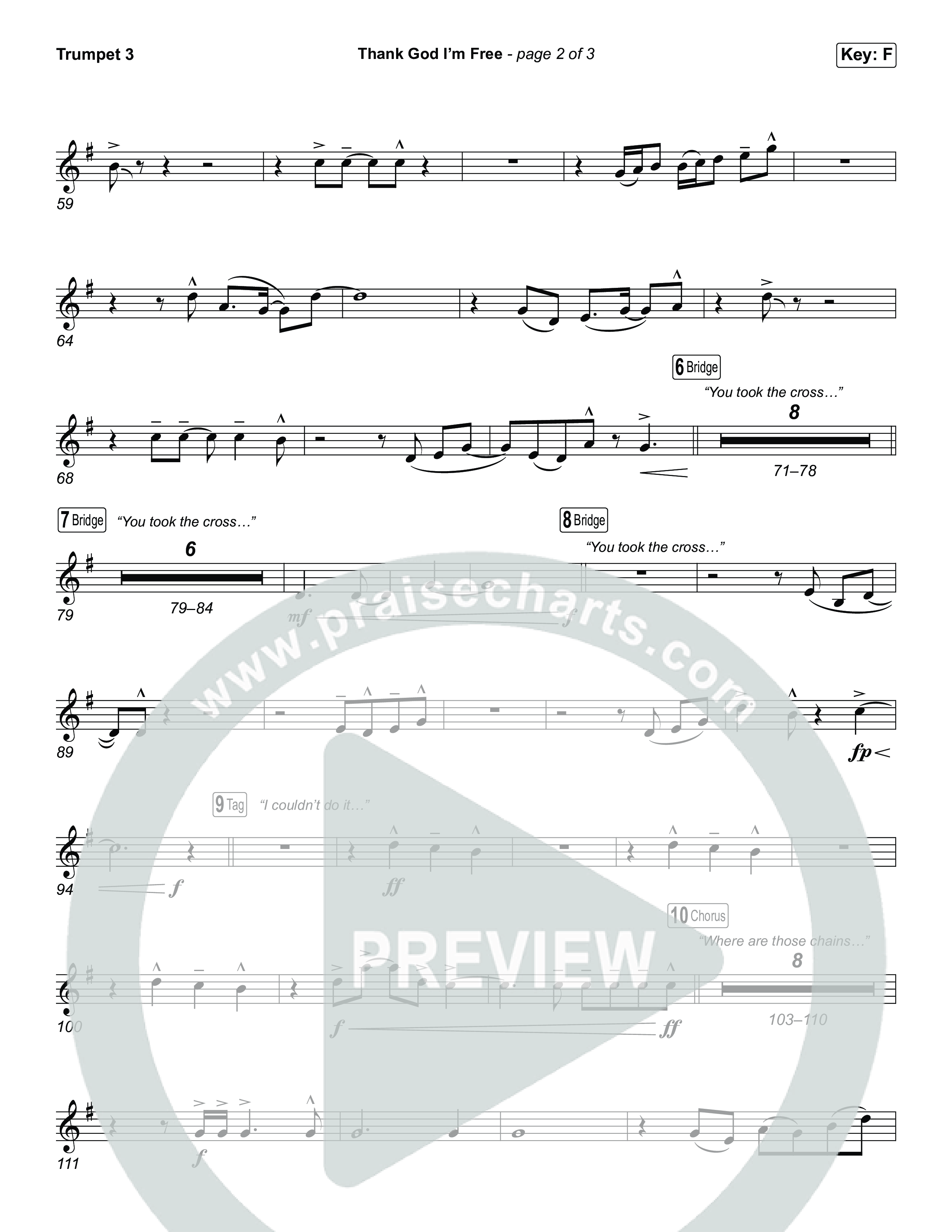 Thank God I'm Free (Unison/2-Part) Trumpet 3 (ELEVATION RHYTHM / Lizzie Morgan / Arr. Luke Gambill)