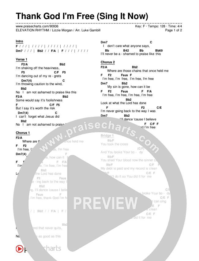 Thank God I'm Free (Sing It Now) Chords & Lyrics (ELEVATION RHYTHM / Lizzie Morgan / Arr. Luke Gambill)