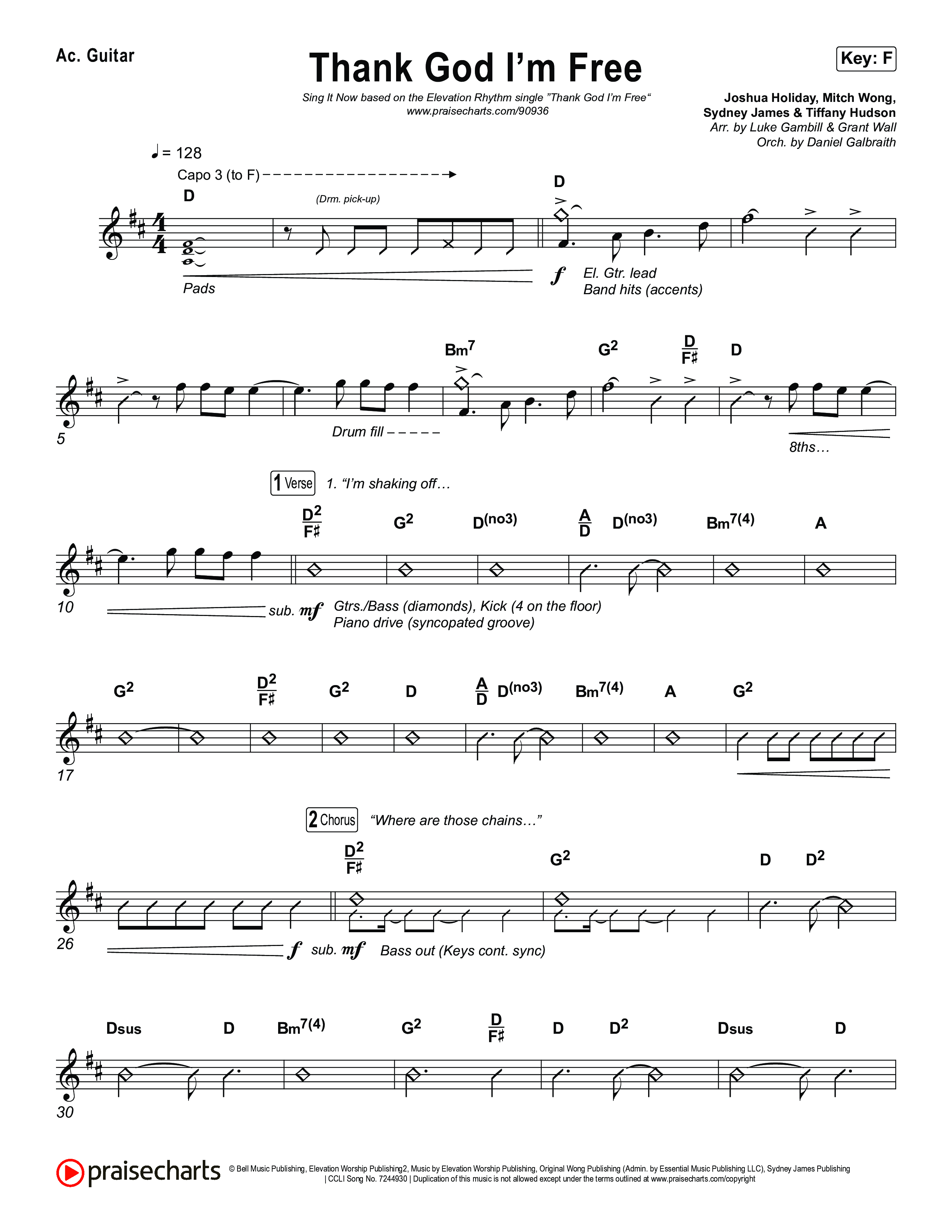 Thank God I'm Free (Sing It Now) Acoustic Guitar (ELEVATION RHYTHM / Lizzie Morgan / Arr. Luke Gambill)