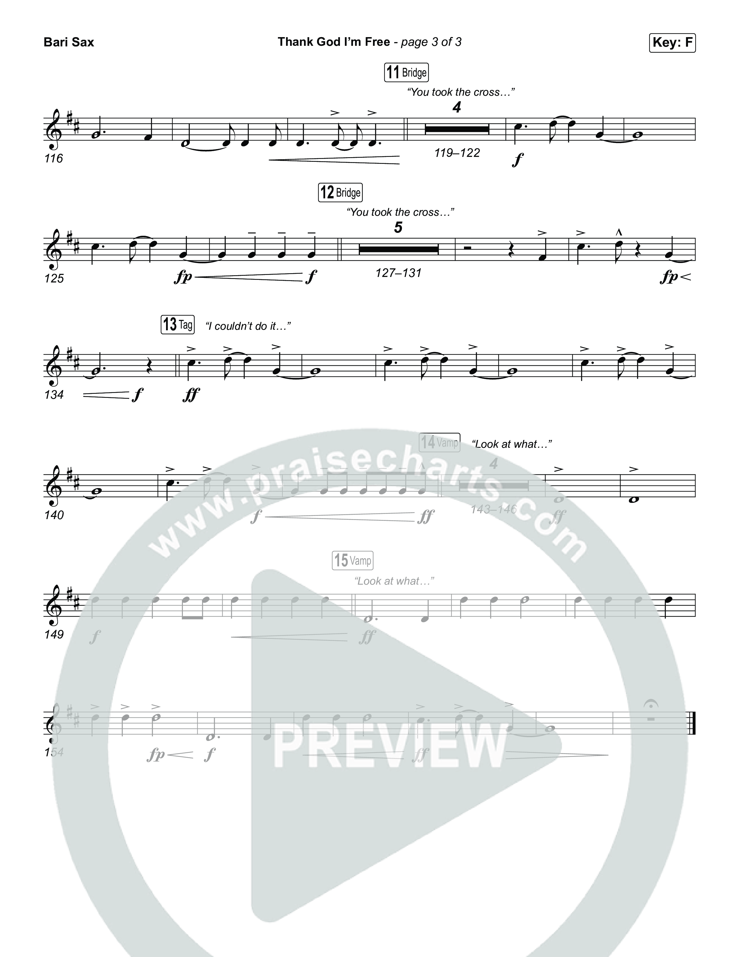 Thank God I'm Free (Sing It Now) Bari Sax (ELEVATION RHYTHM / Lizzie Morgan / Arr. Luke Gambill)