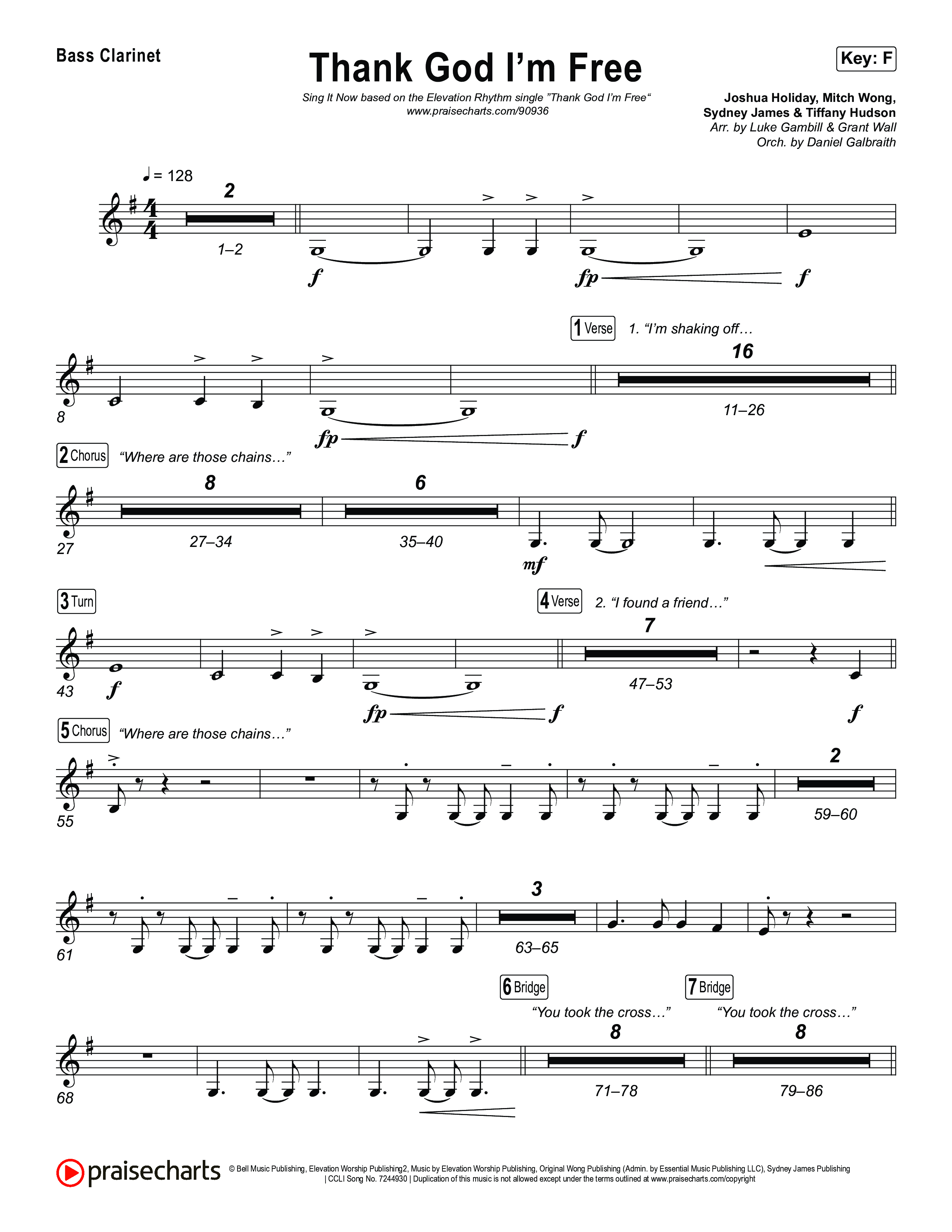 Thank God I'm Free (Sing It Now) Bass Clarinet (ELEVATION RHYTHM / Lizzie Morgan / Arr. Luke Gambill)