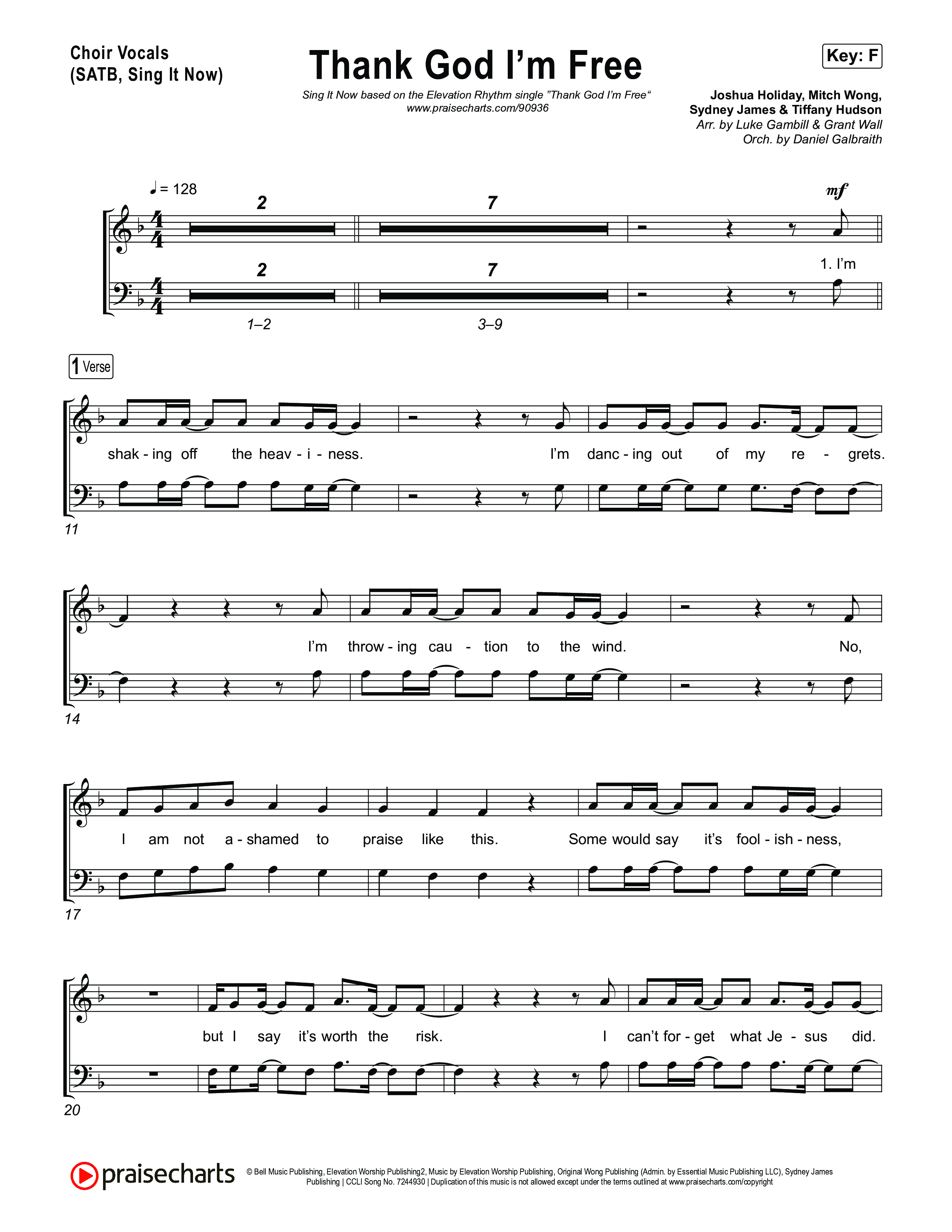 Thank God I'm Free (Sing It Now) Choir Sheet (SATB) (ELEVATION RHYTHM / Lizzie Morgan / Arr. Luke Gambill)