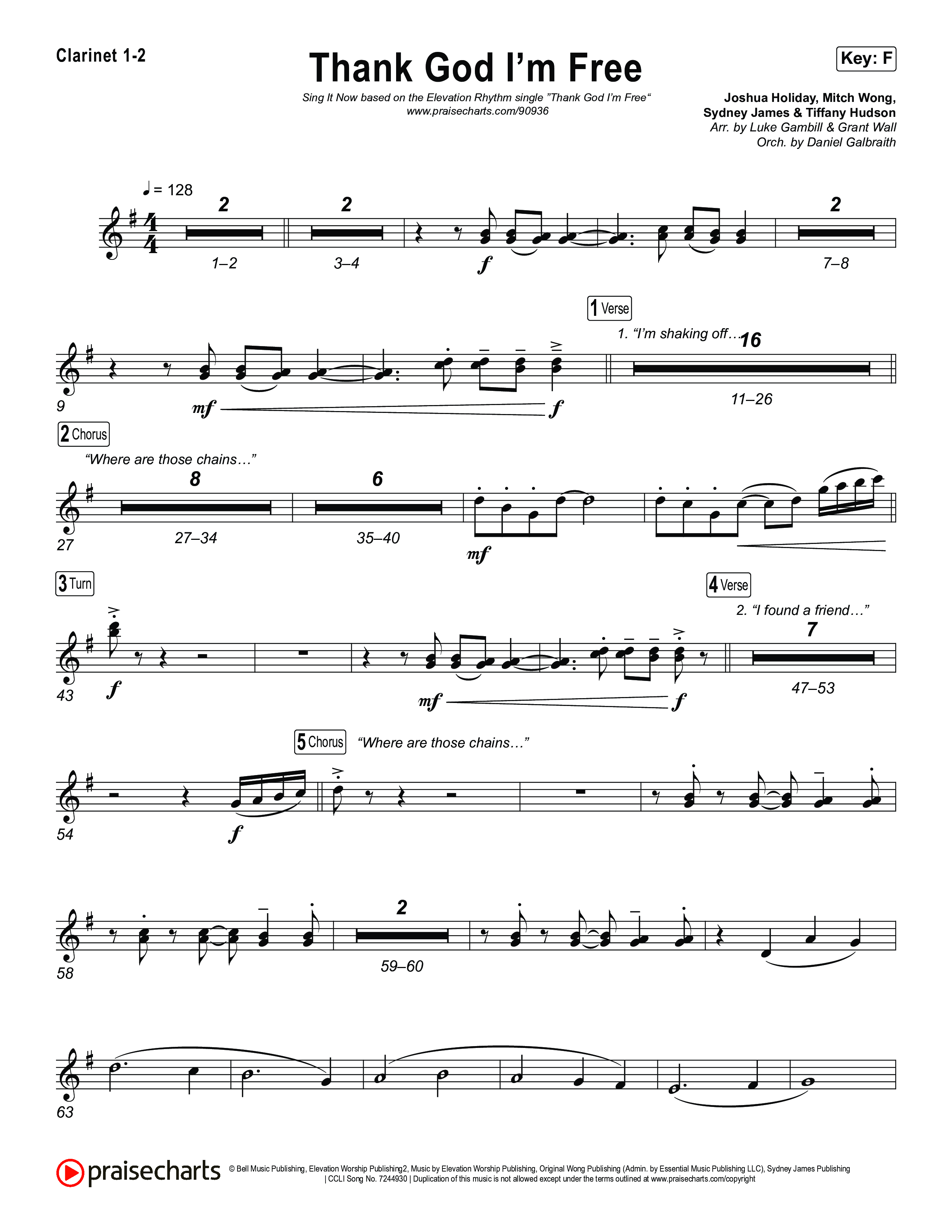 Thank God I'm Free (Sing It Now) Clarinet 1/2 (ELEVATION RHYTHM / Lizzie Morgan / Arr. Luke Gambill)