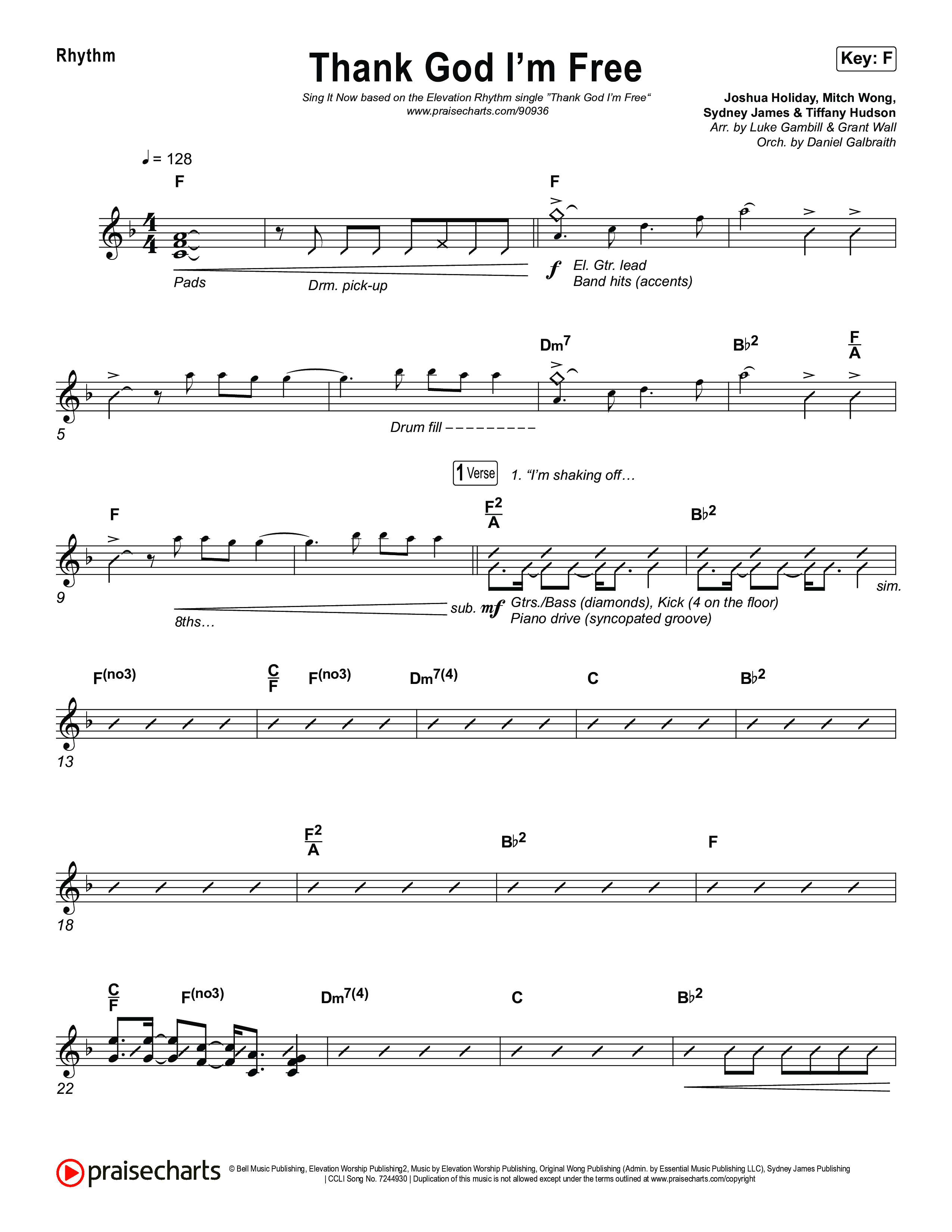Thank God I'm Free (Sing It Now) Rhythm Pack (ELEVATION RHYTHM / Lizzie Morgan / Arr. Luke Gambill)