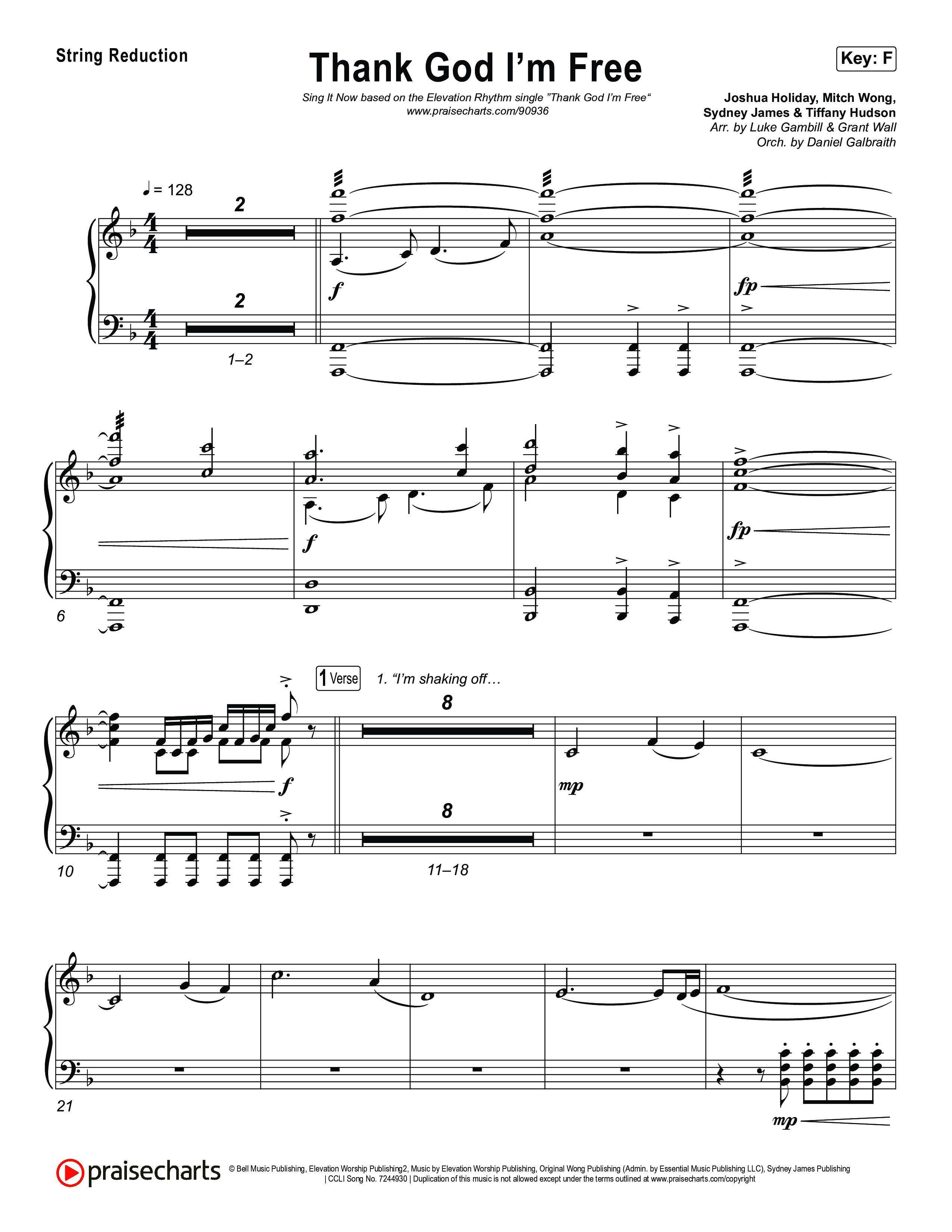 Thank God I'm Free (Sing It Now) String Reduction (ELEVATION RHYTHM / Lizzie Morgan / Arr. Luke Gambill)