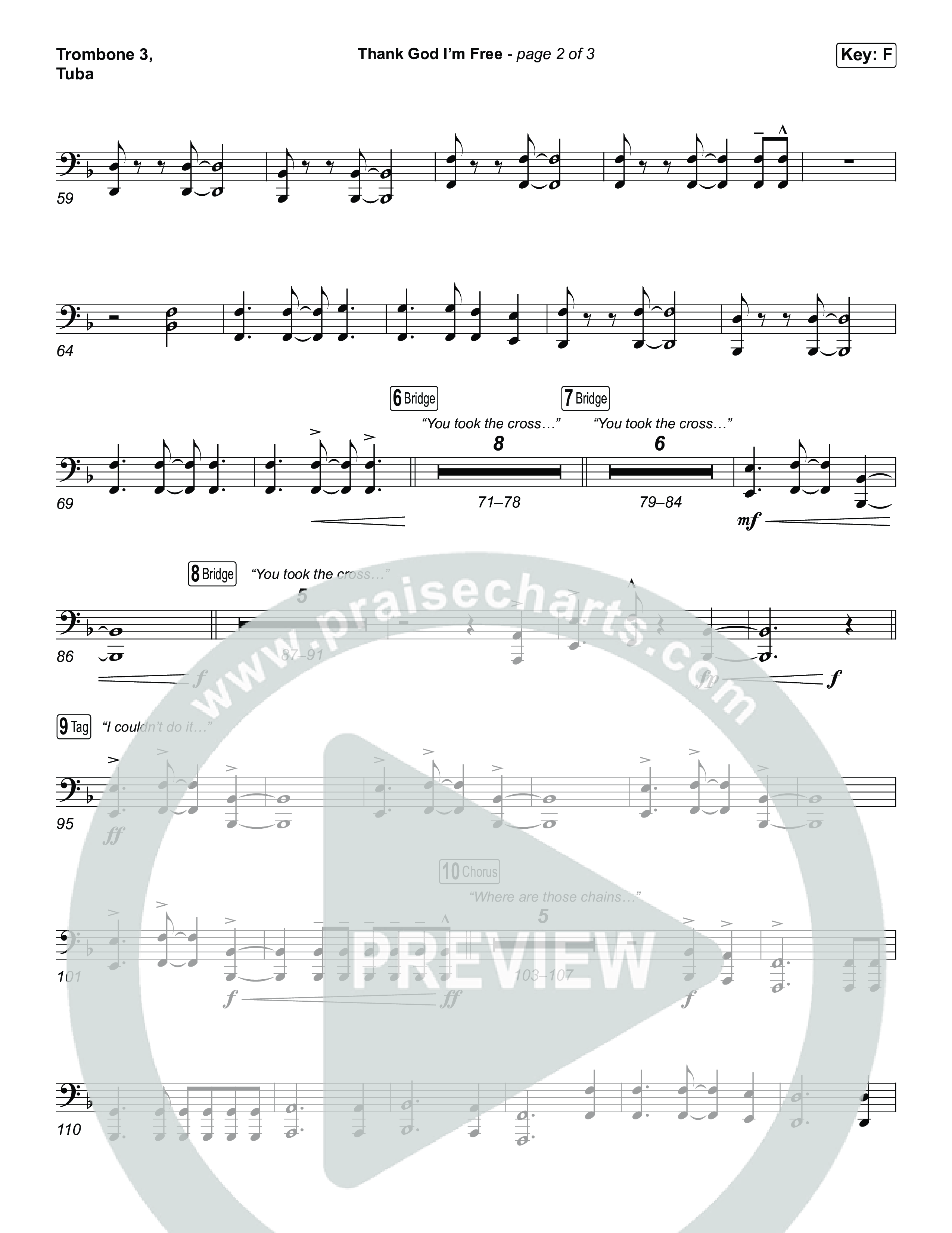 Thank God I'm Free (Sing It Now) Trombone 3/Tuba (ELEVATION RHYTHM / Lizzie Morgan / Arr. Luke Gambill)