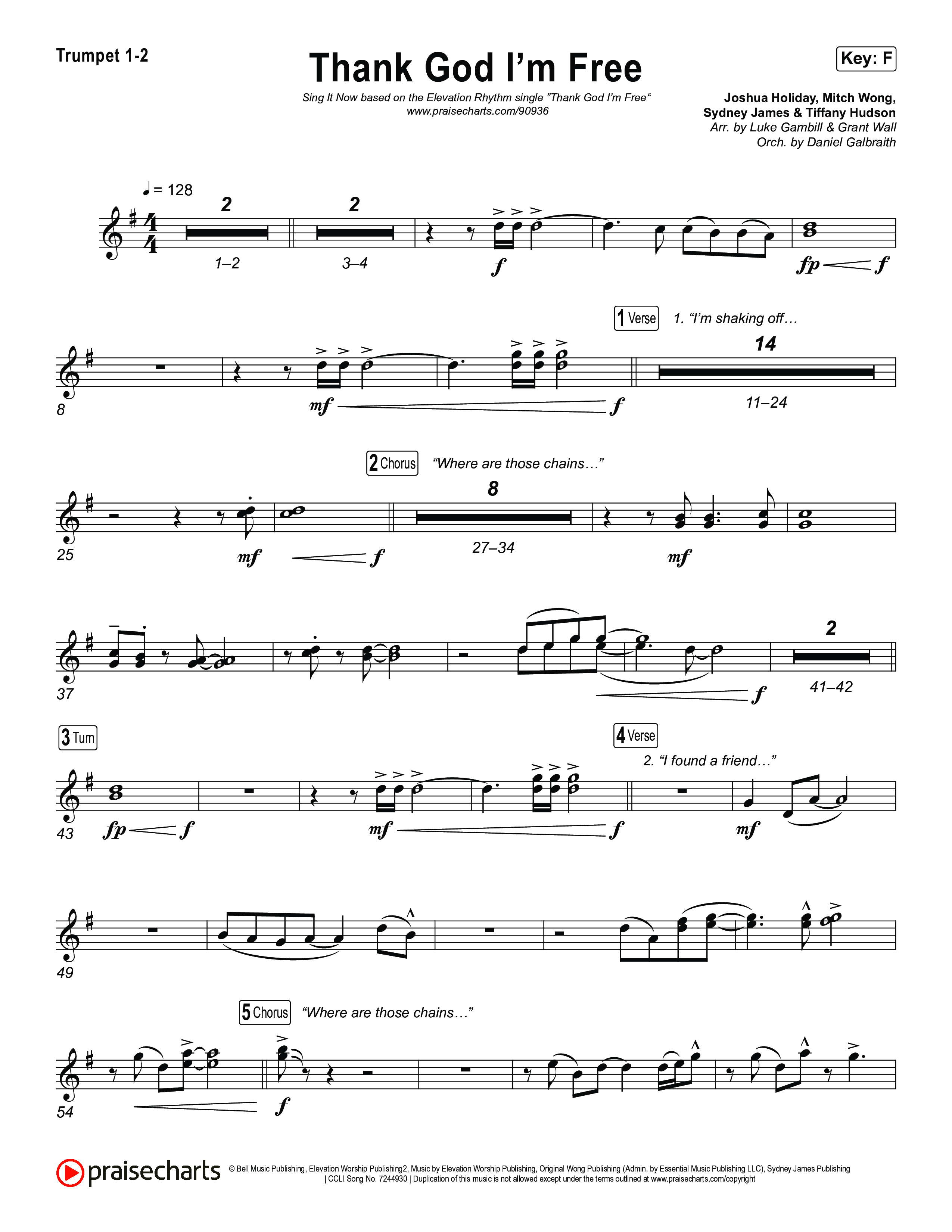 Thank God I'm Free (Sing It Now) Trumpet 1,2 (ELEVATION RHYTHM / Lizzie Morgan / Arr. Luke Gambill)