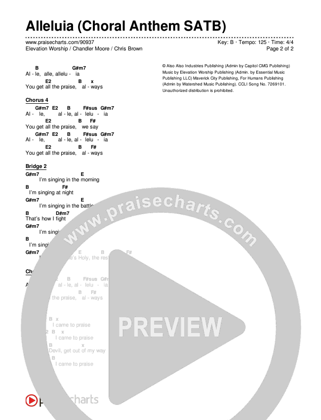 Alleluia (Choral Anthem SATB) Chords & Lyrics (Elevation Worship / Chandler Moore / Chris Brown / Arr. Luke Gambill)