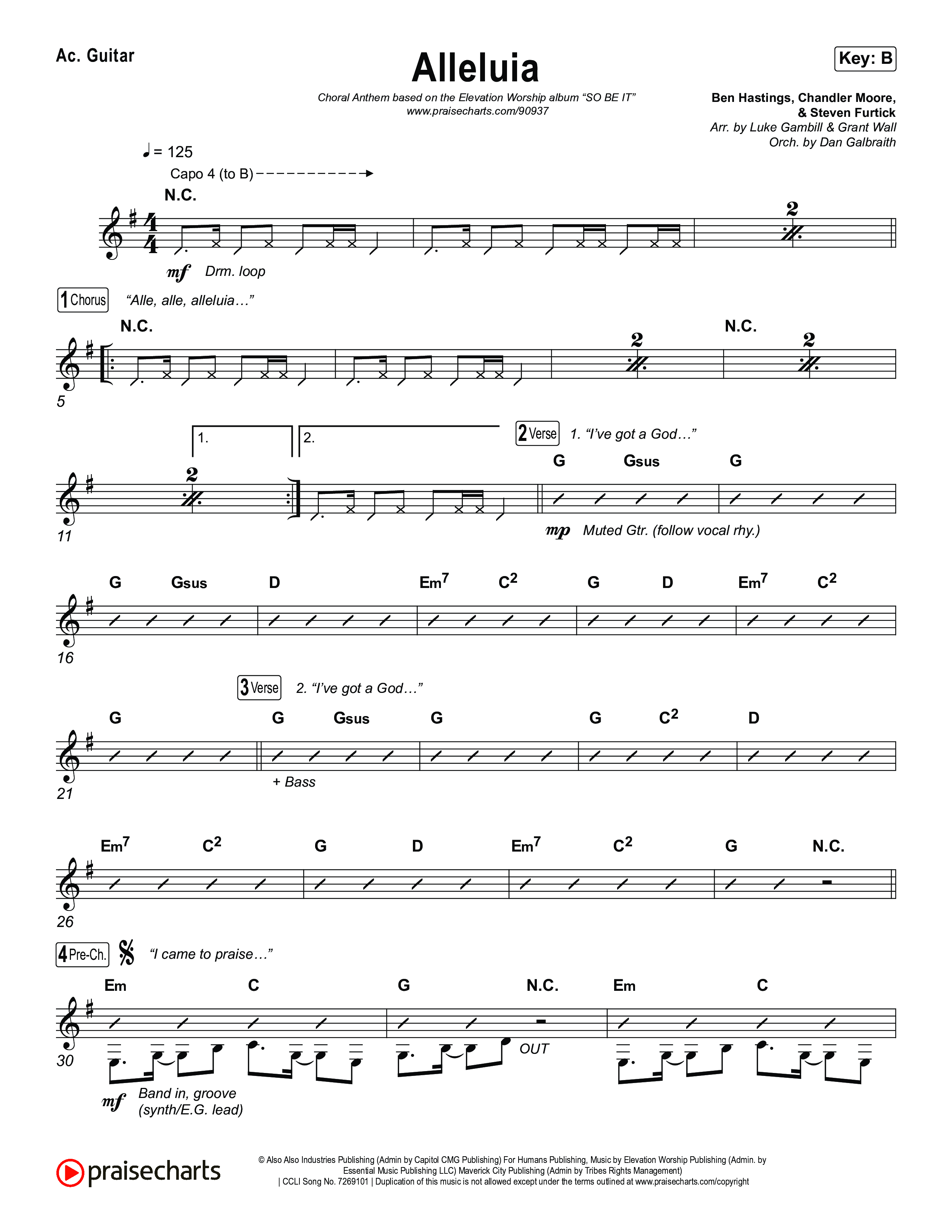Alleluia (Choral Anthem SATB) Acoustic Guitar (Elevation Worship / Chandler Moore / Chris Brown / Arr. Luke Gambill)