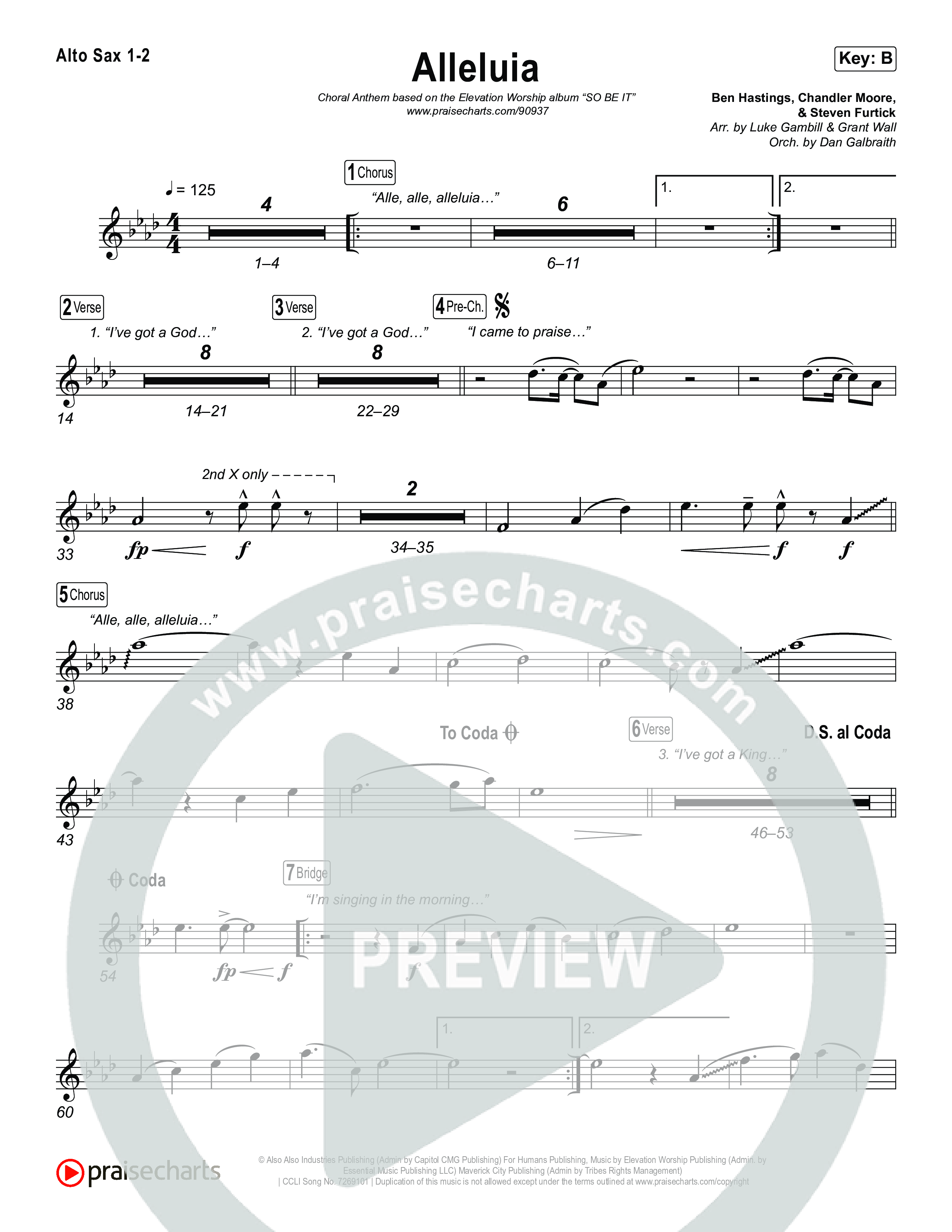 Alleluia (Choral Anthem SATB) Sax Pack (Elevation Worship / Chandler Moore / Chris Brown / Arr. Luke Gambill)