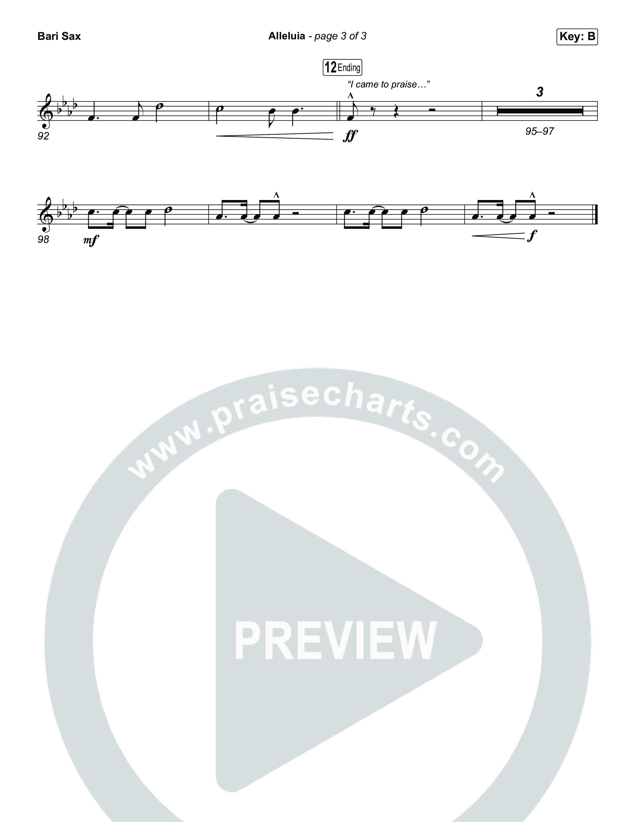 Alleluia (Choral Anthem SATB) Bari Sax (Elevation Worship / Chandler Moore / Chris Brown / Arr. Luke Gambill)