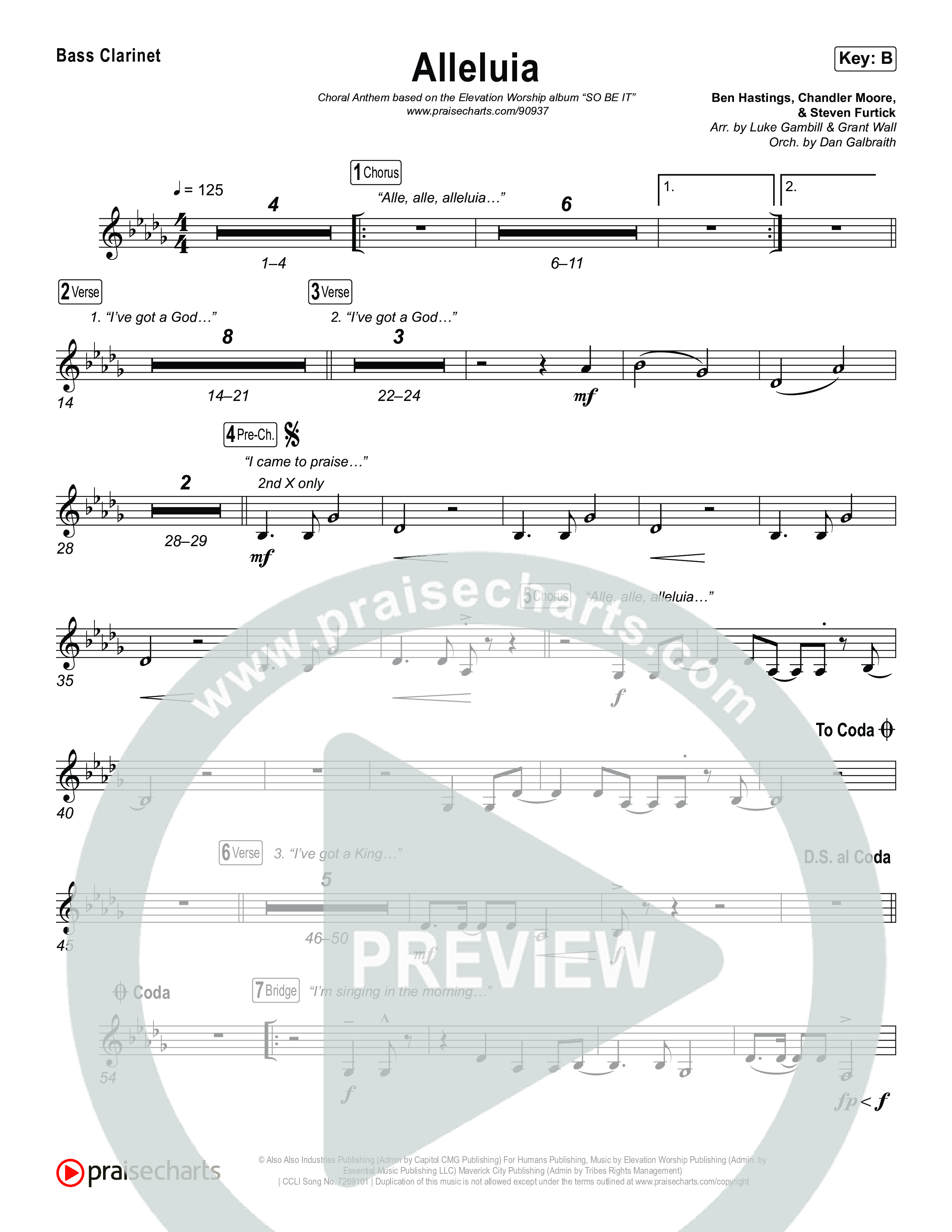 Alleluia (Choral Anthem SATB) Clarinet 1,2 (Elevation Worship / Chandler Moore / Chris Brown / Arr. Luke Gambill)