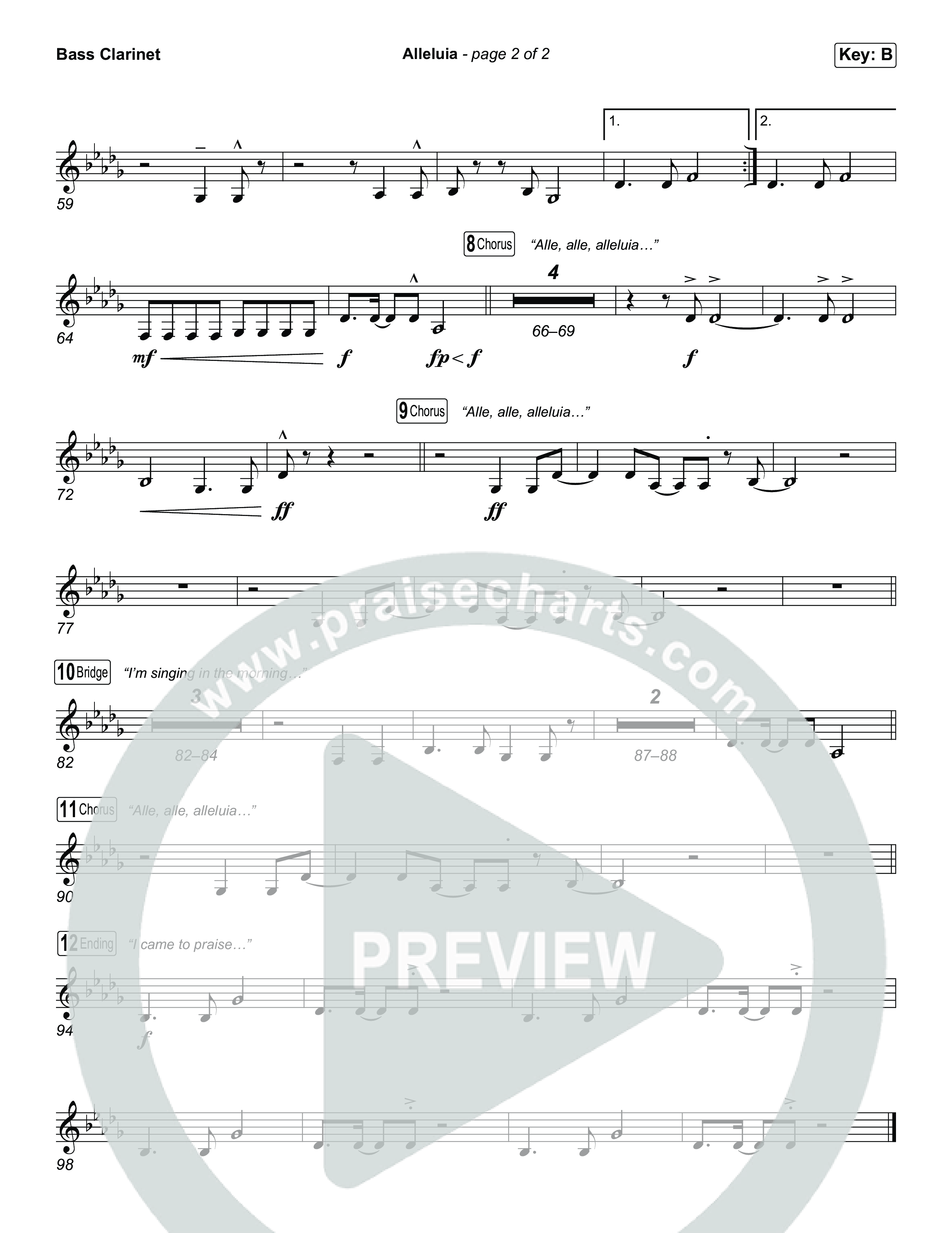 Alleluia (Choral Anthem SATB) Bass Clarinet (Elevation Worship / Chandler Moore / Chris Brown / Arr. Luke Gambill)