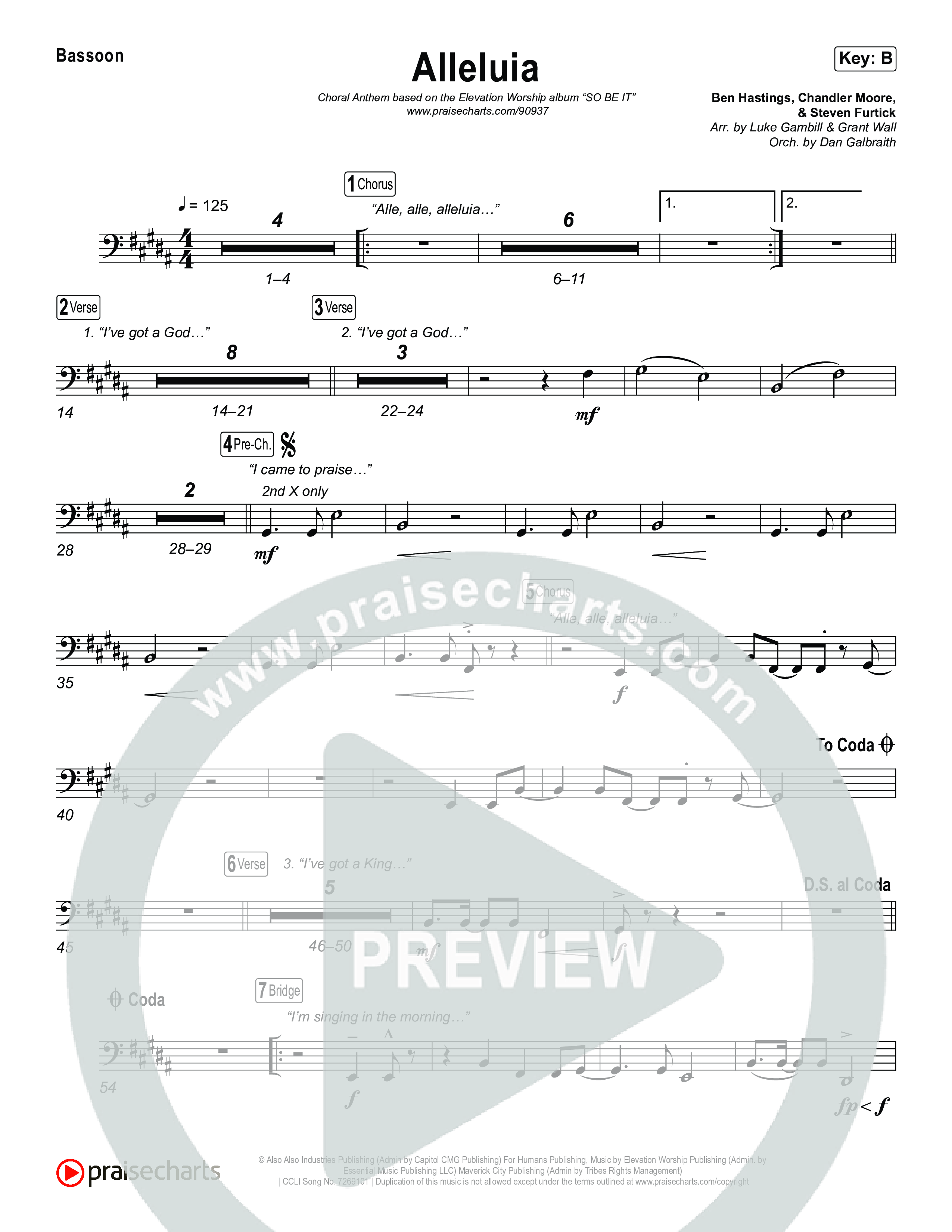 Alleluia (Choral Anthem SATB) Bassoon (Elevation Worship / Chandler Moore / Chris Brown / Arr. Luke Gambill)