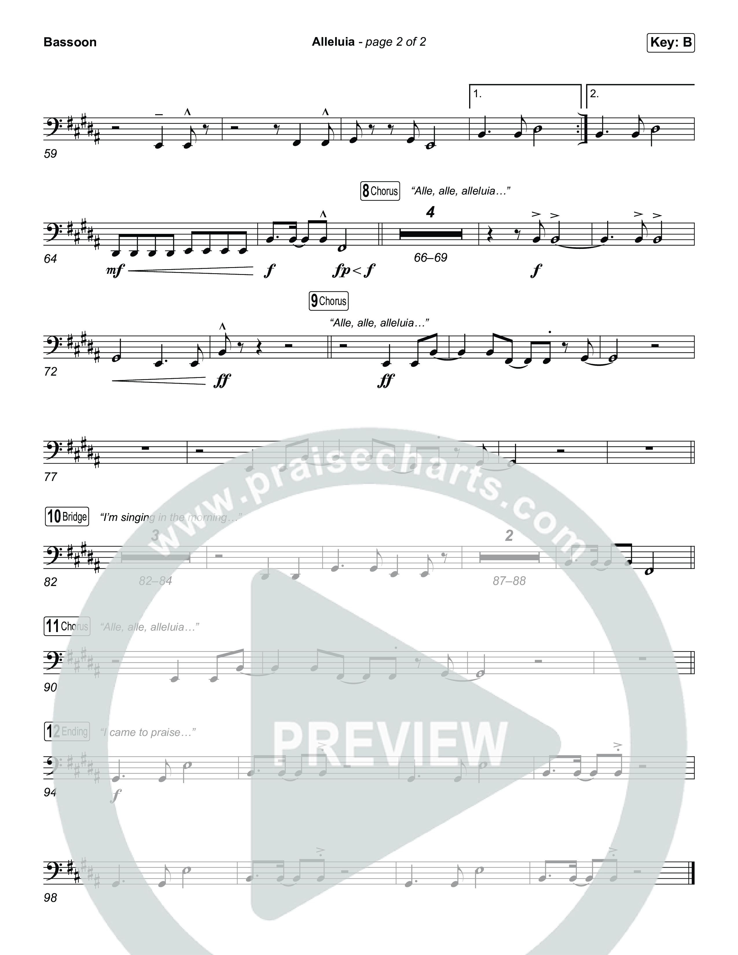 Alleluia (Choral Anthem SATB) Bassoon (Elevation Worship / Chandler Moore / Chris Brown / Arr. Luke Gambill)