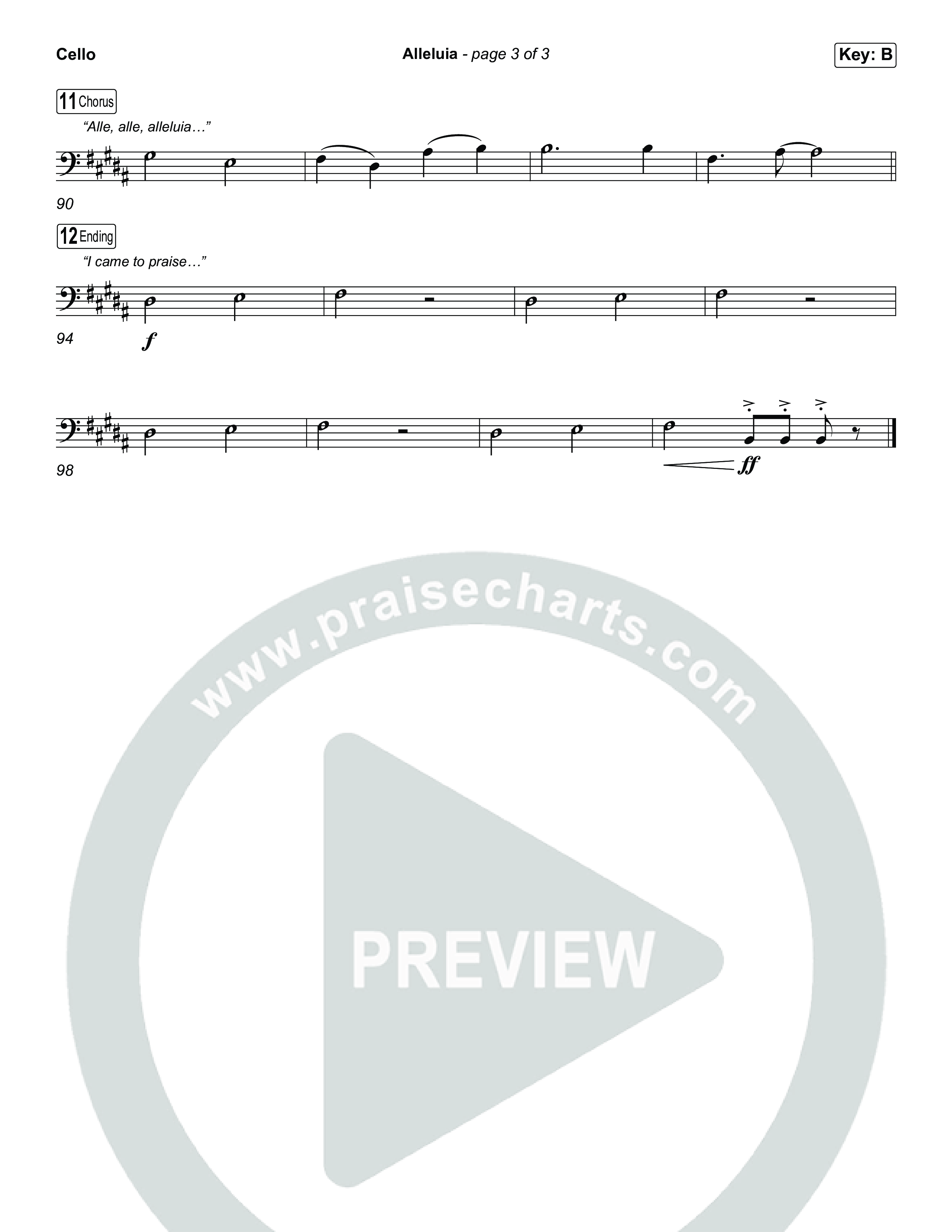 Alleluia (Choral Anthem SATB) Cello (Elevation Worship / Chandler Moore / Chris Brown / Arr. Luke Gambill)