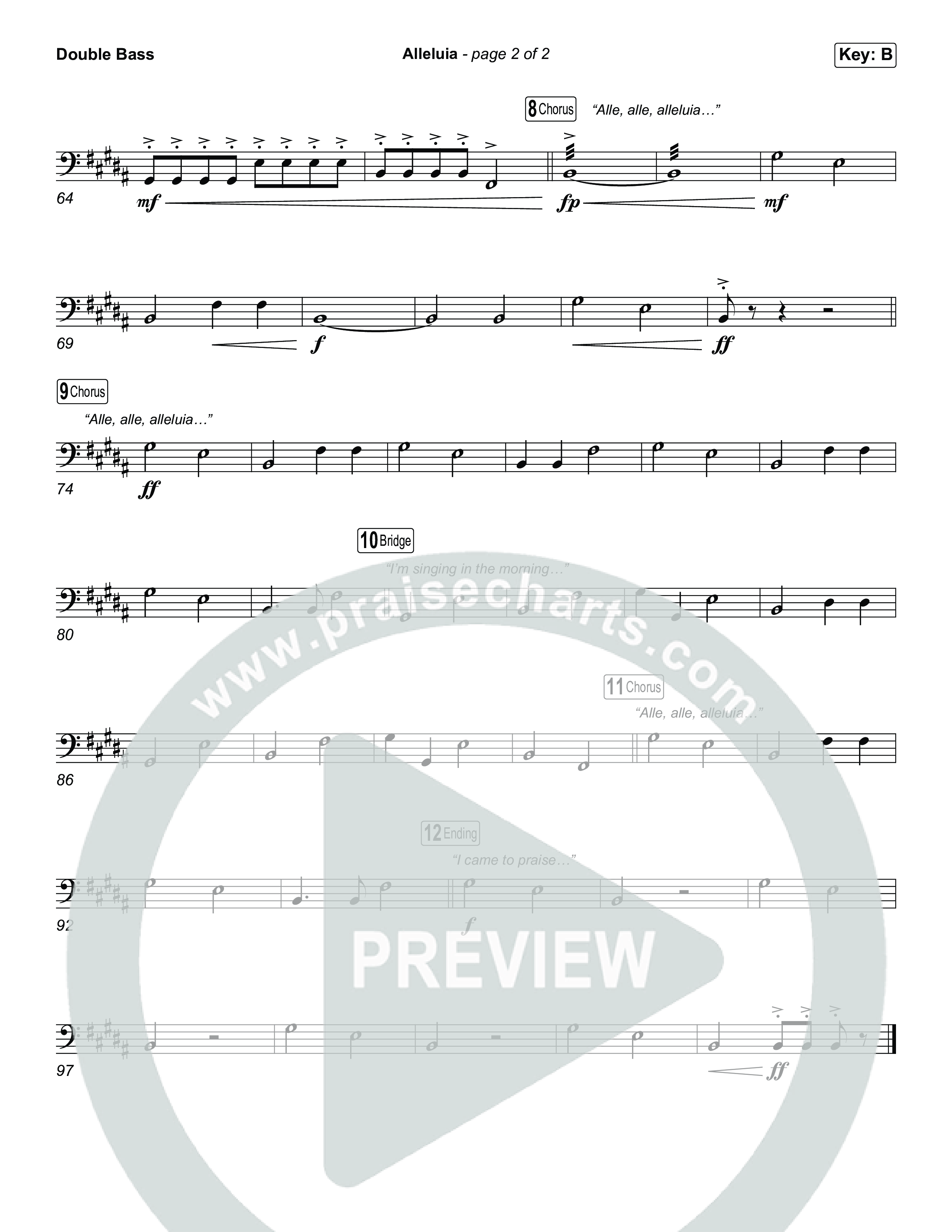 Alleluia (Choral Anthem SATB) String Bass (Elevation Worship / Chandler Moore / Chris Brown / Arr. Luke Gambill)