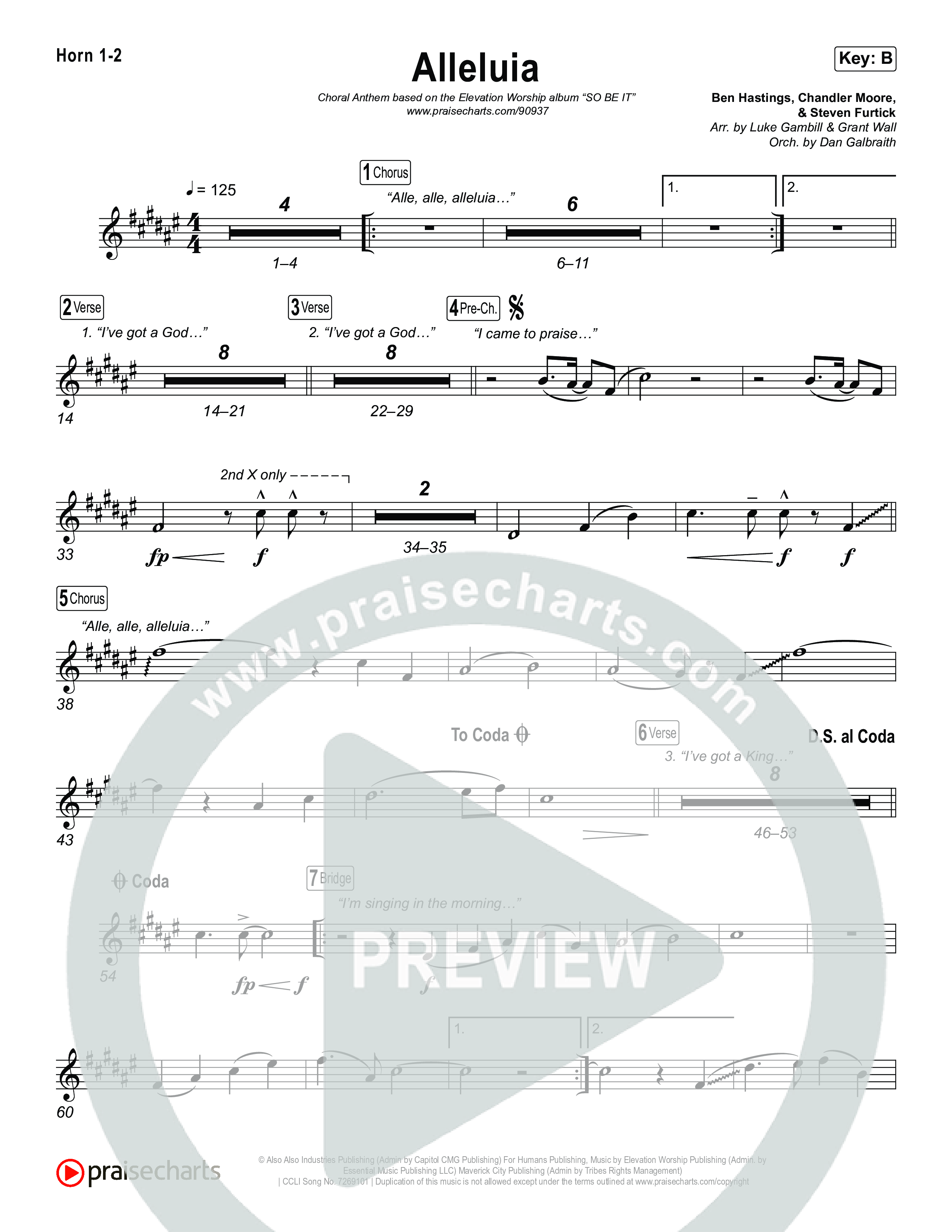 Alleluia (Choral Anthem SATB) Brass Pack (Elevation Worship / Chandler Moore / Chris Brown / Arr. Luke Gambill)