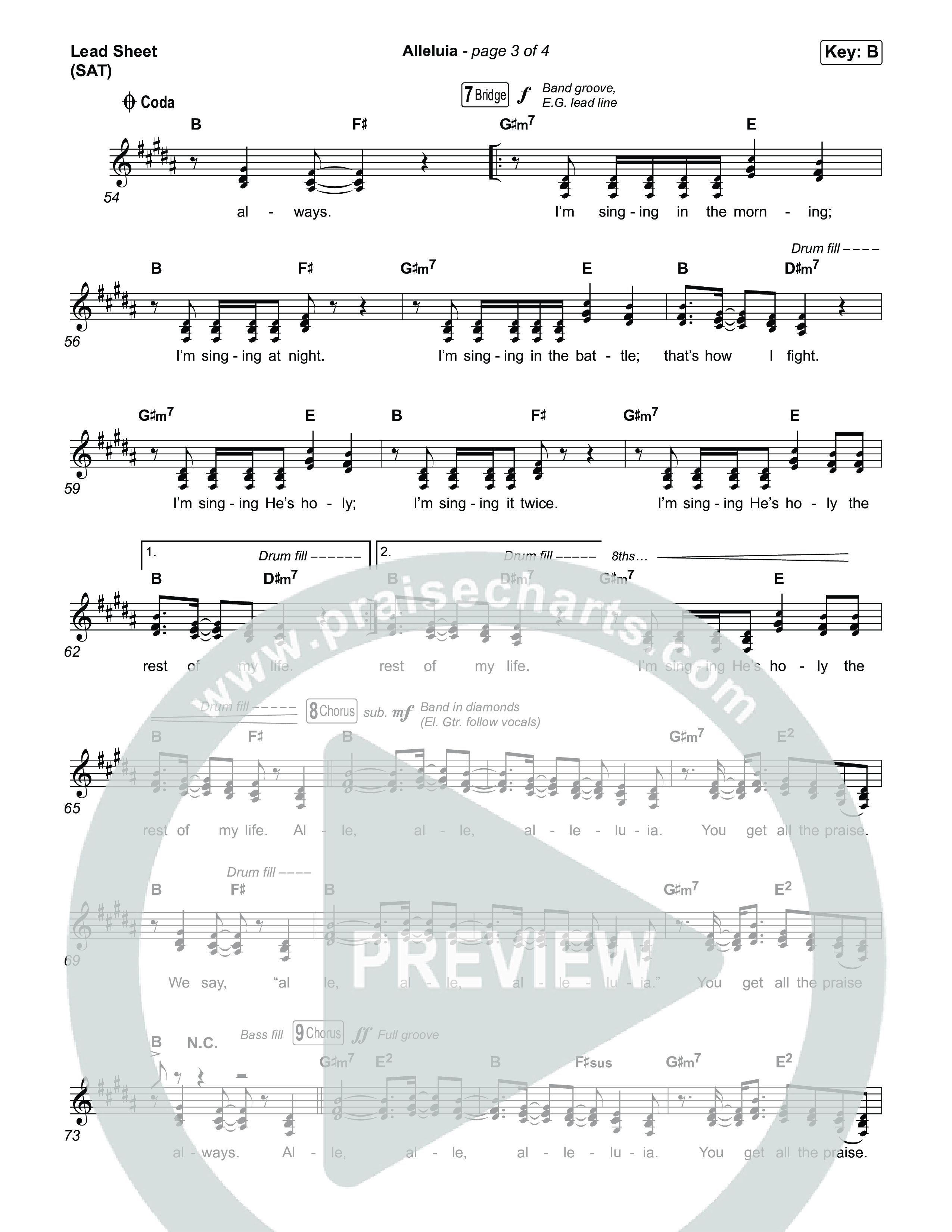 Alleluia (Choral Anthem SATB) Lead Sheet (SAT) (Elevation Worship / Chandler Moore / Chris Brown / Arr. Luke Gambill)