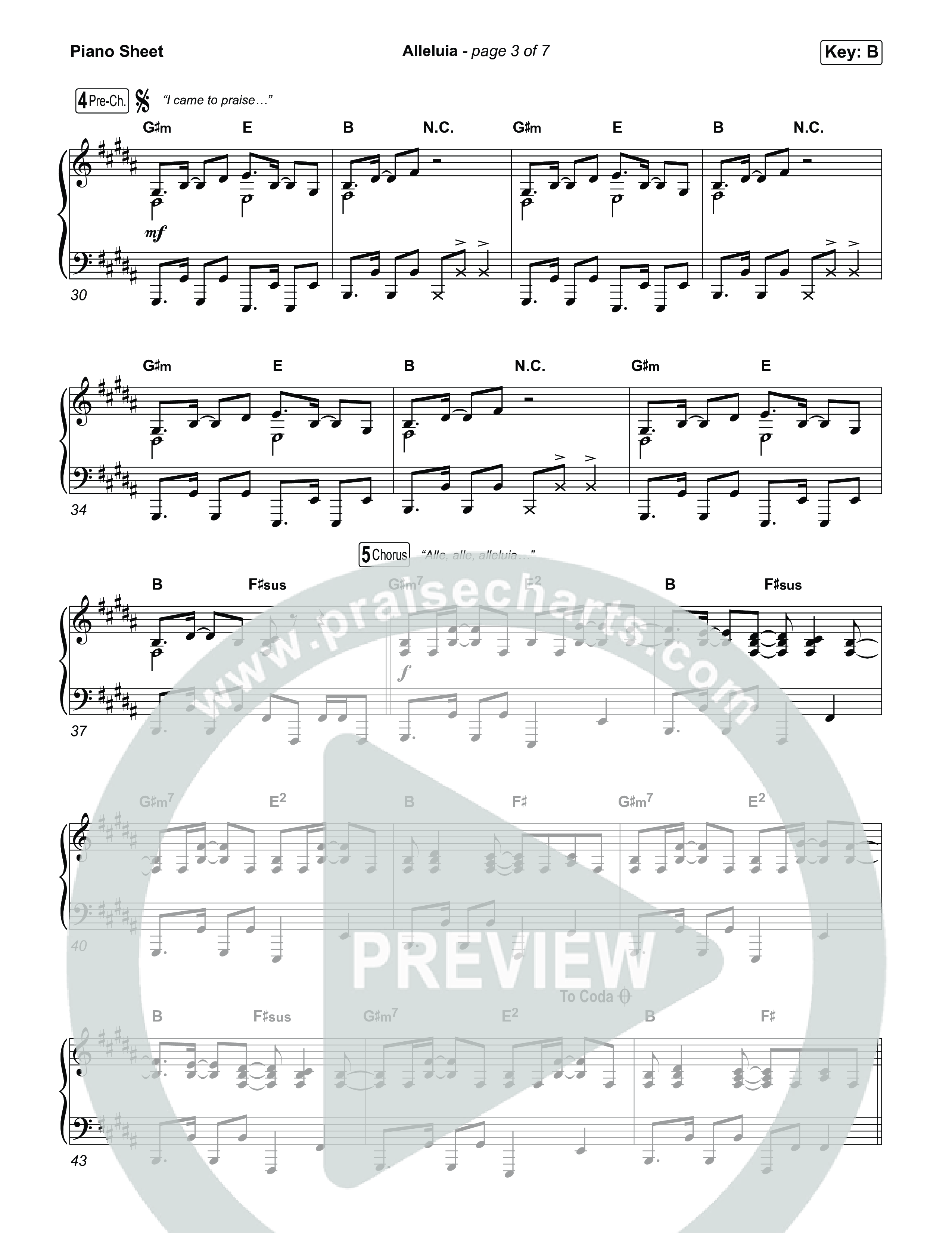 Alleluia (Choral Anthem SATB) Piano Sheet (Elevation Worship / Chandler Moore / Chris Brown / Arr. Luke Gambill)