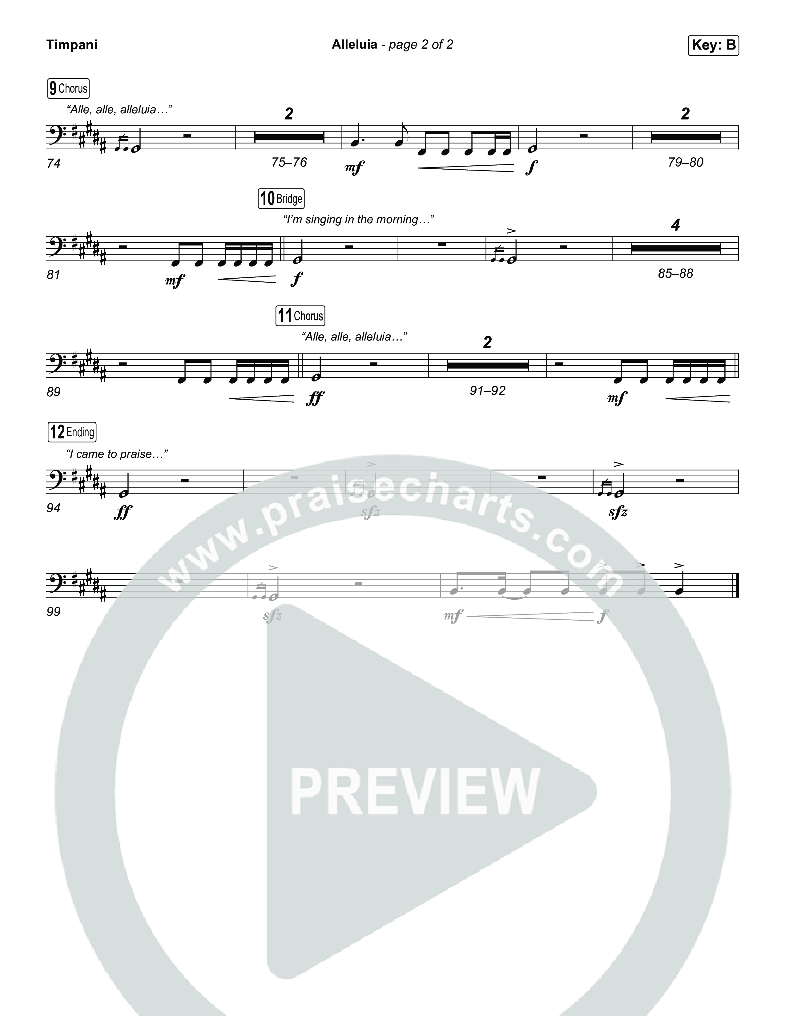 Alleluia (Choral Anthem SATB) Timpani (Elevation Worship / Chandler Moore / Chris Brown / Arr. Luke Gambill)