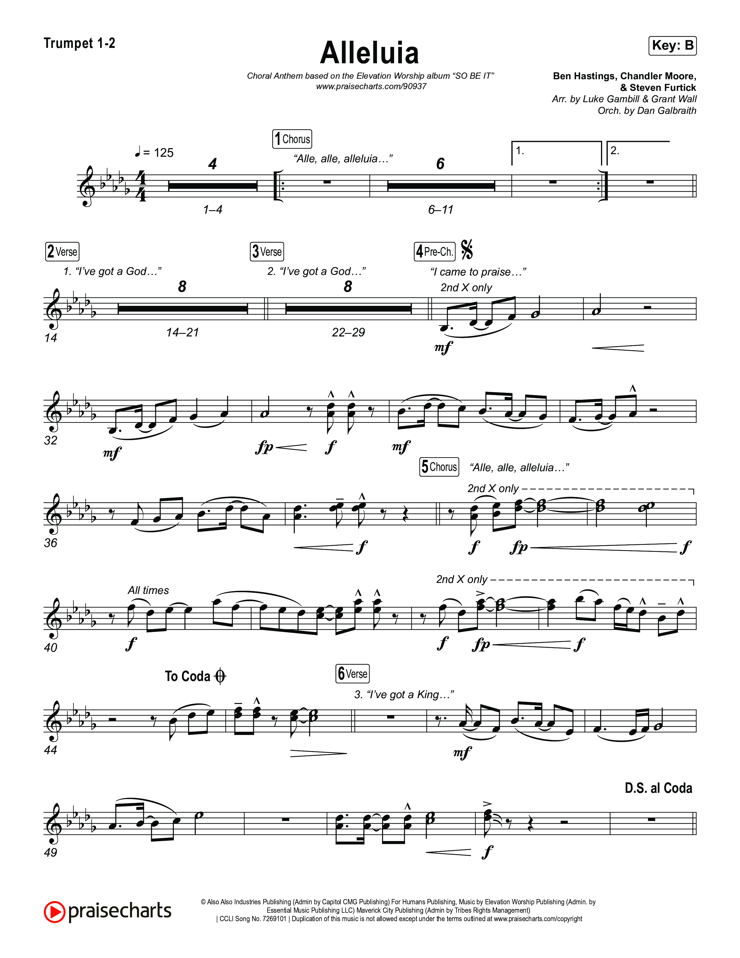 Alleluia (Choral Anthem SATB) Brass Pack (Elevation Worship / Chandler Moore / Chris Brown / Arr. Luke Gambill)
