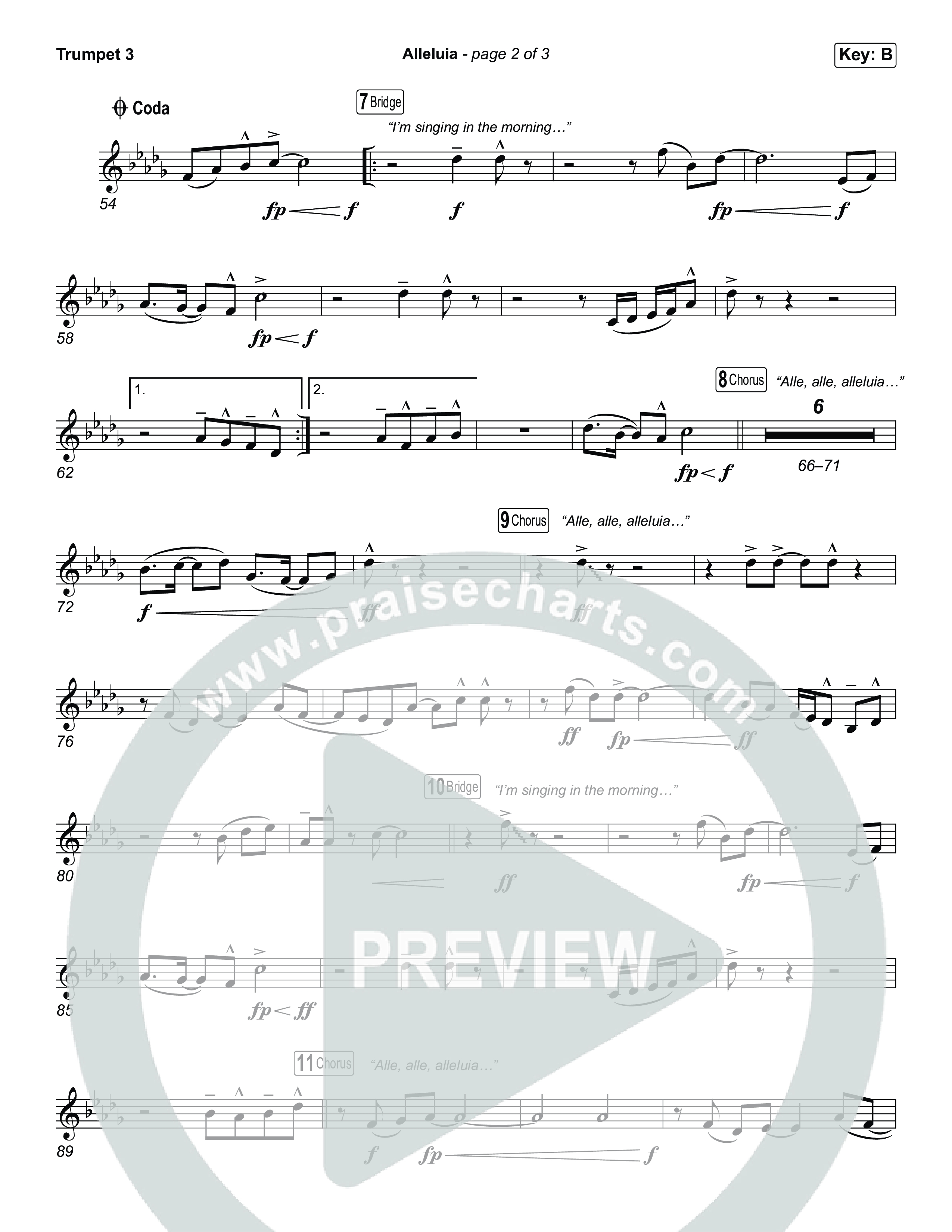 Alleluia (Choral Anthem SATB) Trumpet 3 (Elevation Worship / Chandler Moore / Chris Brown / Arr. Luke Gambill)
