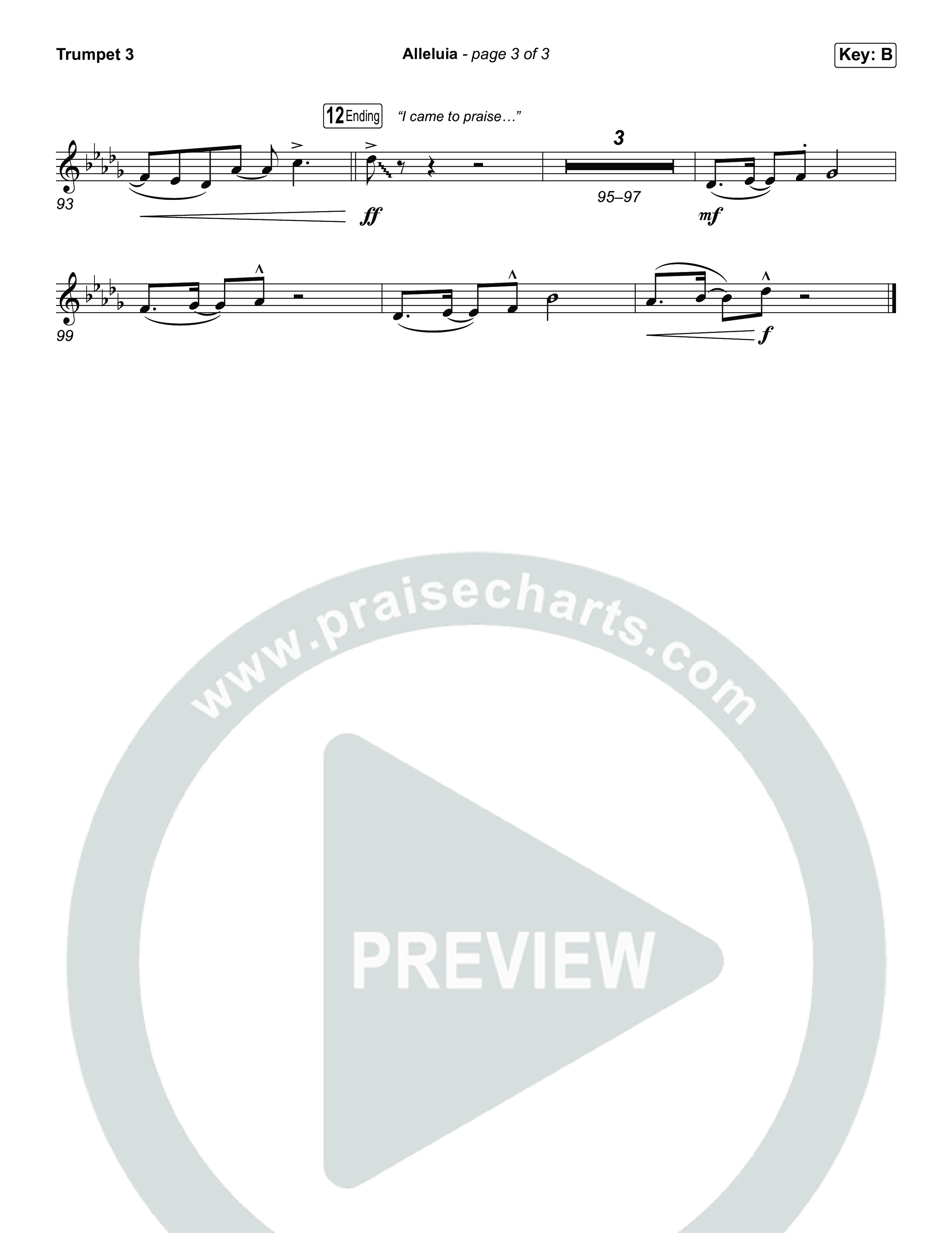 Alleluia (Choral Anthem SATB) Trumpet 3 (Elevation Worship / Chandler Moore / Chris Brown / Arr. Luke Gambill)