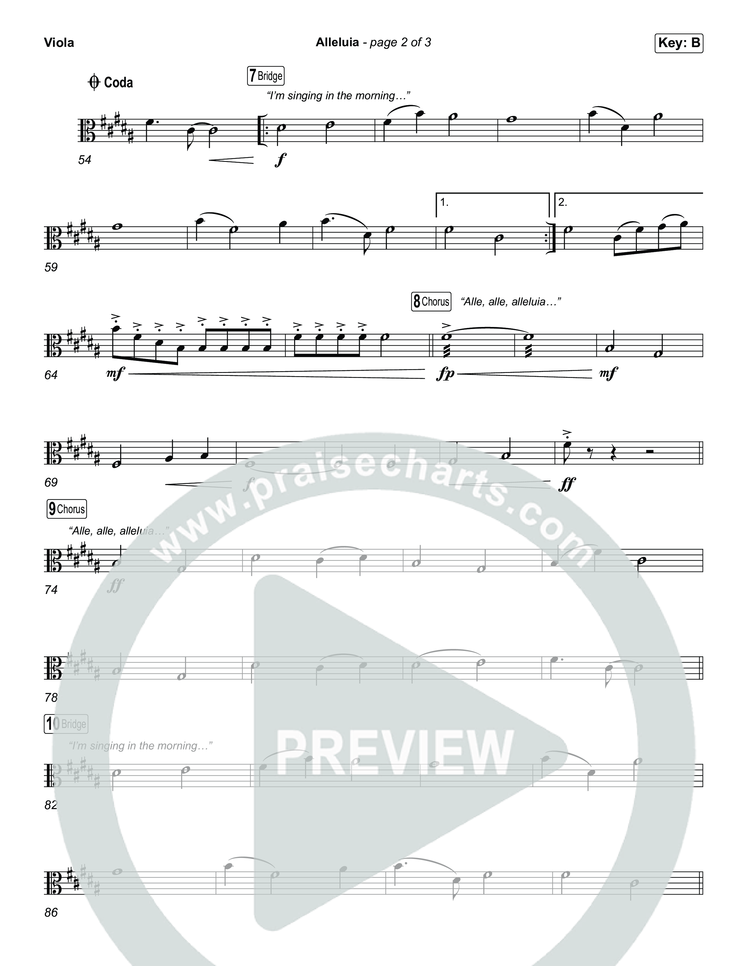 Alleluia (Choral Anthem SATB) Viola (Elevation Worship / Chandler Moore / Chris Brown / Arr. Luke Gambill)
