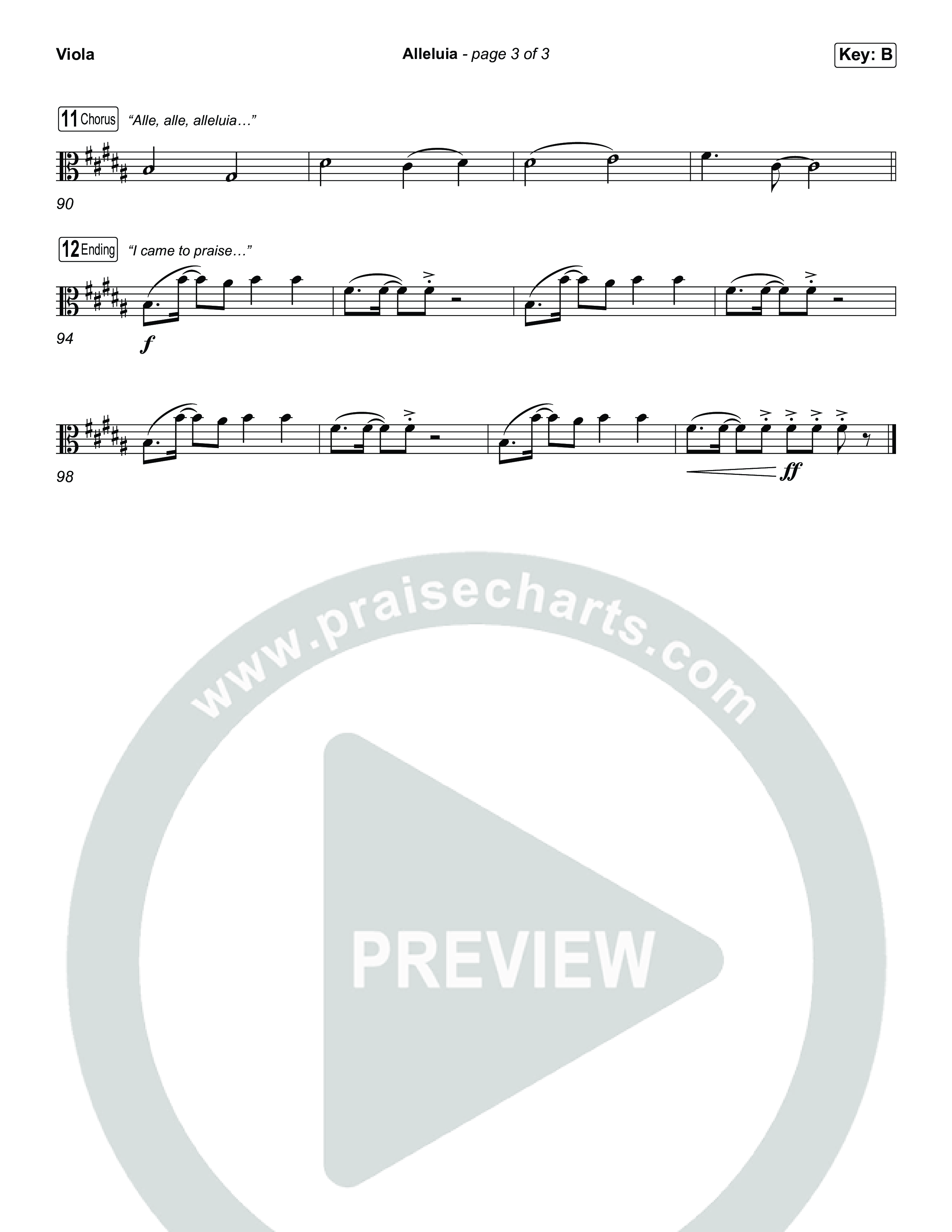 Alleluia (Choral Anthem SATB) Viola (Elevation Worship / Chandler Moore / Chris Brown / Arr. Luke Gambill)
