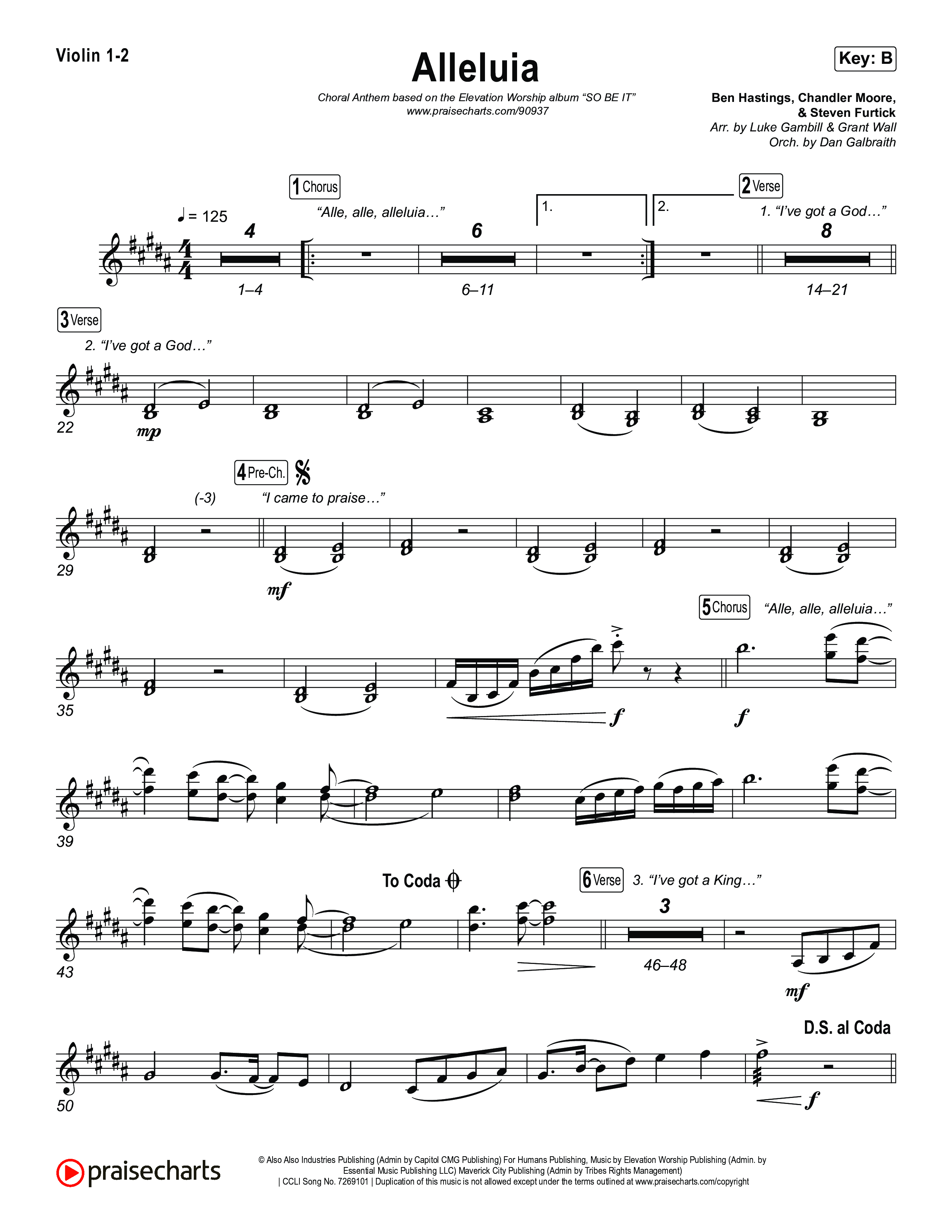 Alleluia (Choral Anthem SATB) String Pack (Elevation Worship / Chandler Moore / Chris Brown / Arr. Luke Gambill)