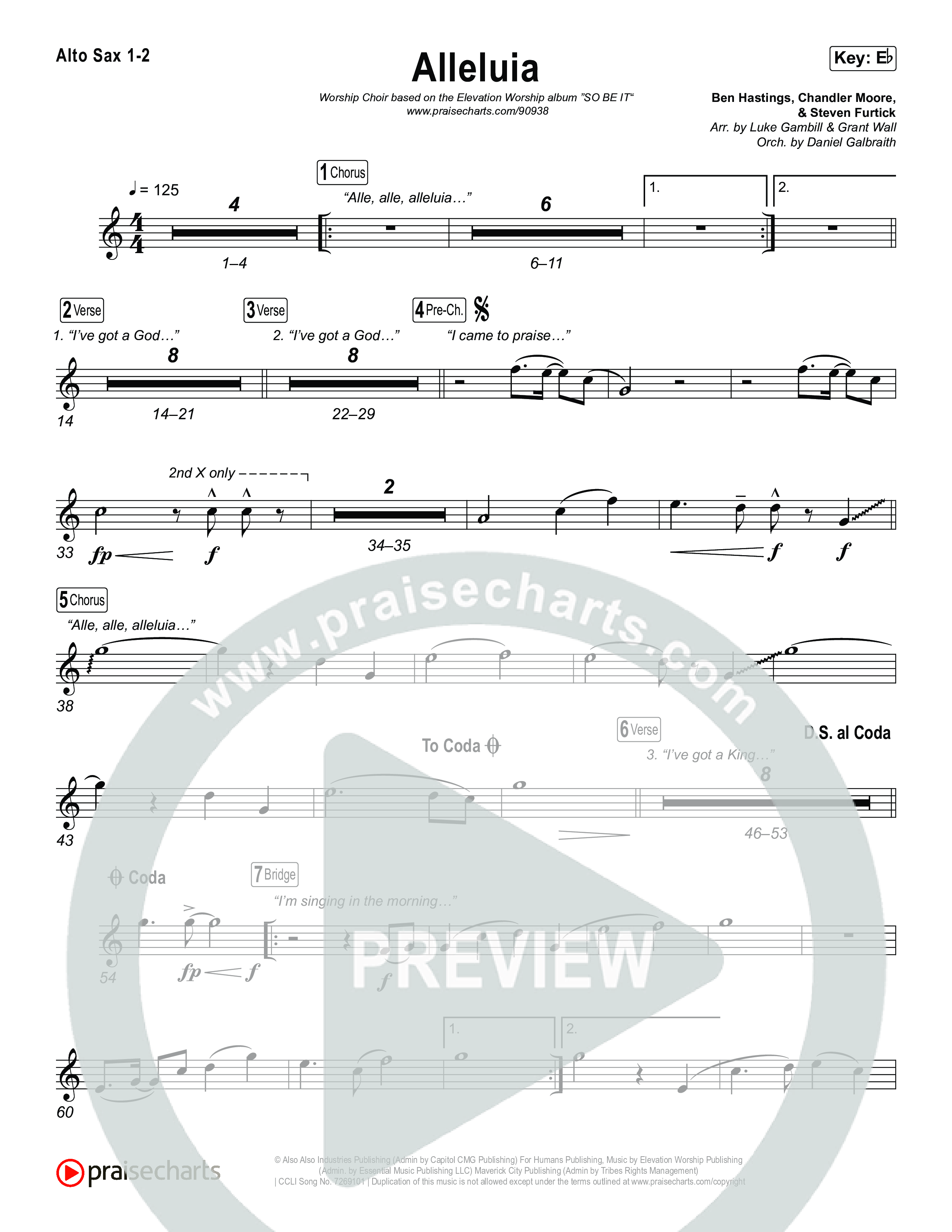 Alleluia (Worship Choir/SAB) Sax Pack (Elevation Worship / Chandler Moore / Chris Brown / Arr. Luke Gambill)