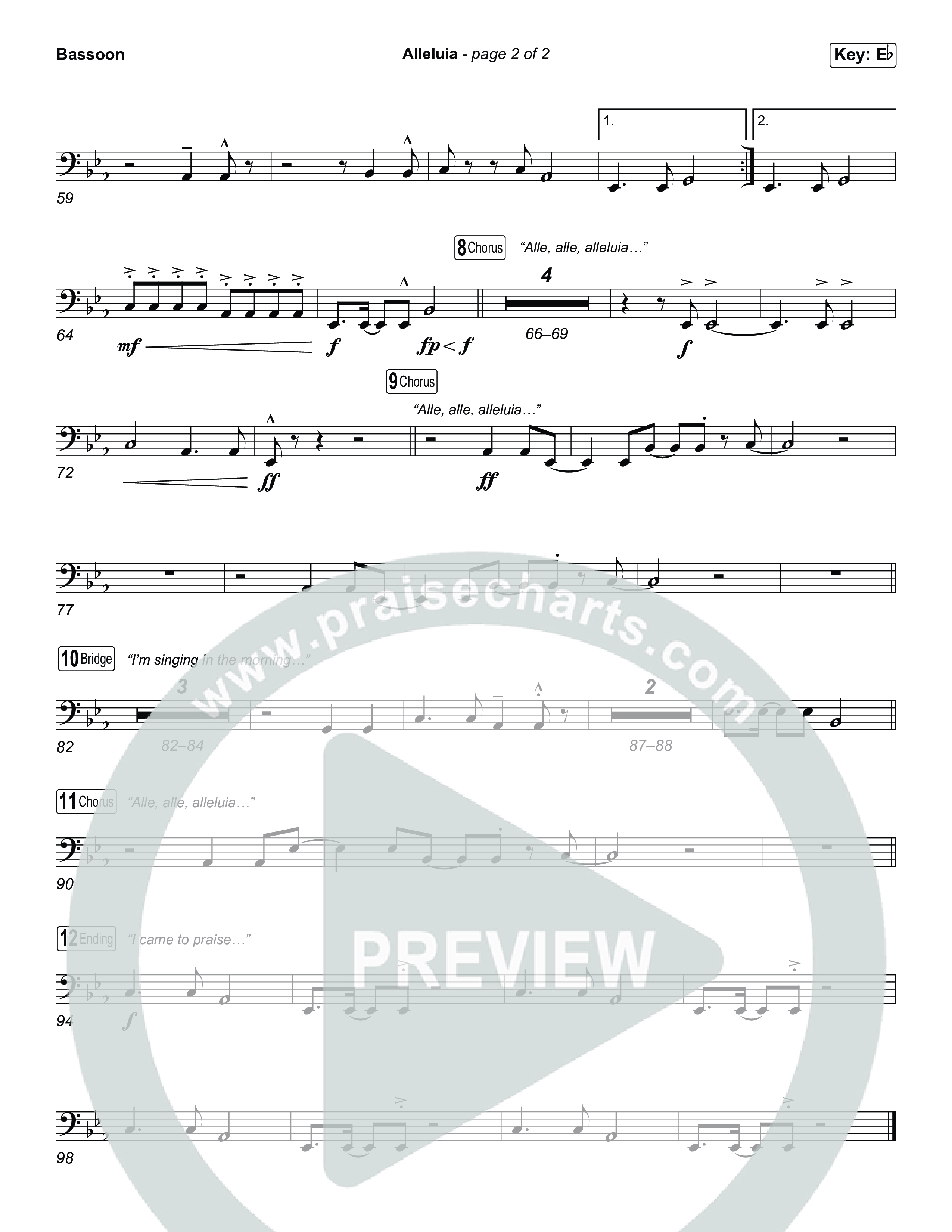 Alleluia (Worship Choir/SAB) Bassoon (Elevation Worship / Chandler Moore / Chris Brown / Arr. Luke Gambill)