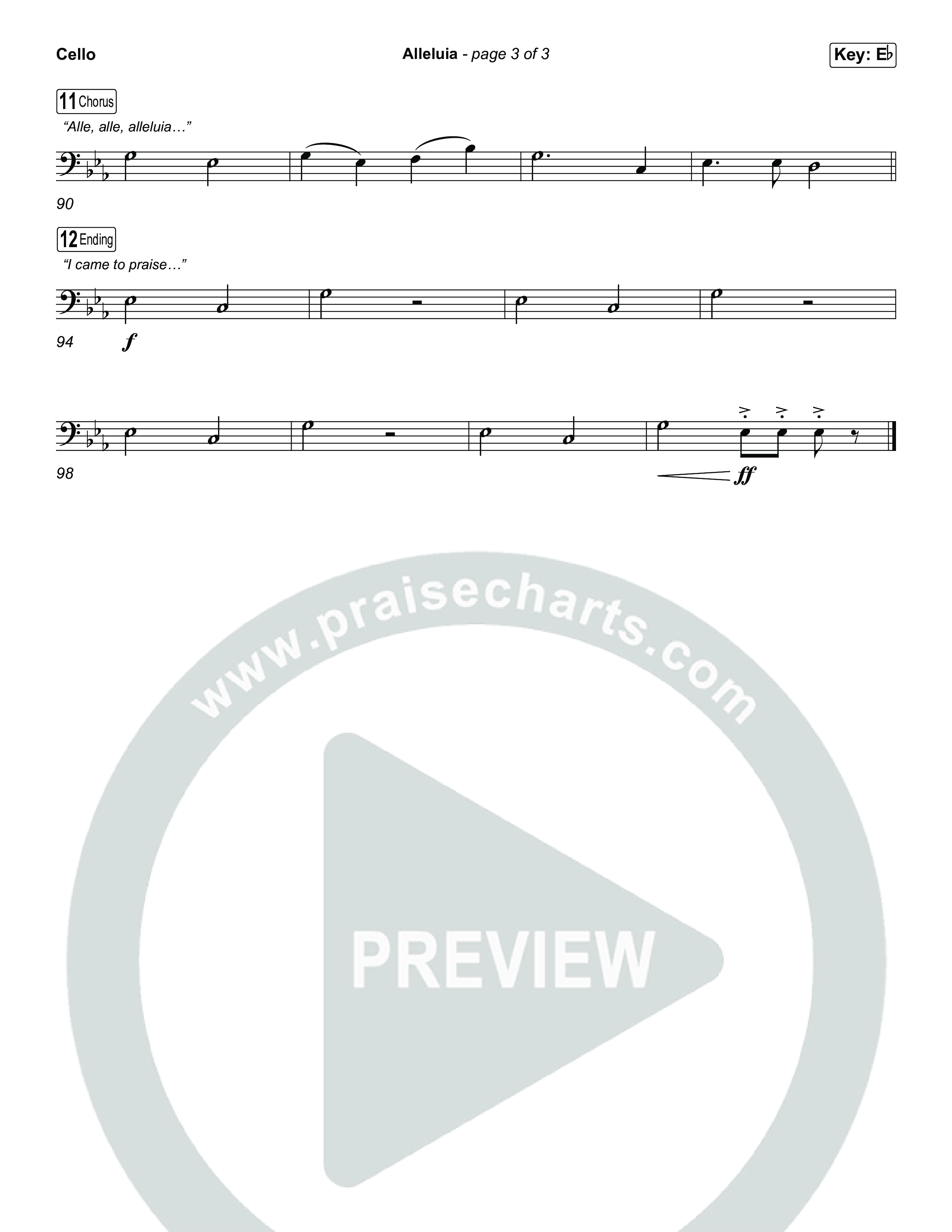 Alleluia (Worship Choir/SAB) Cello (Elevation Worship / Chandler Moore / Chris Brown / Arr. Luke Gambill)