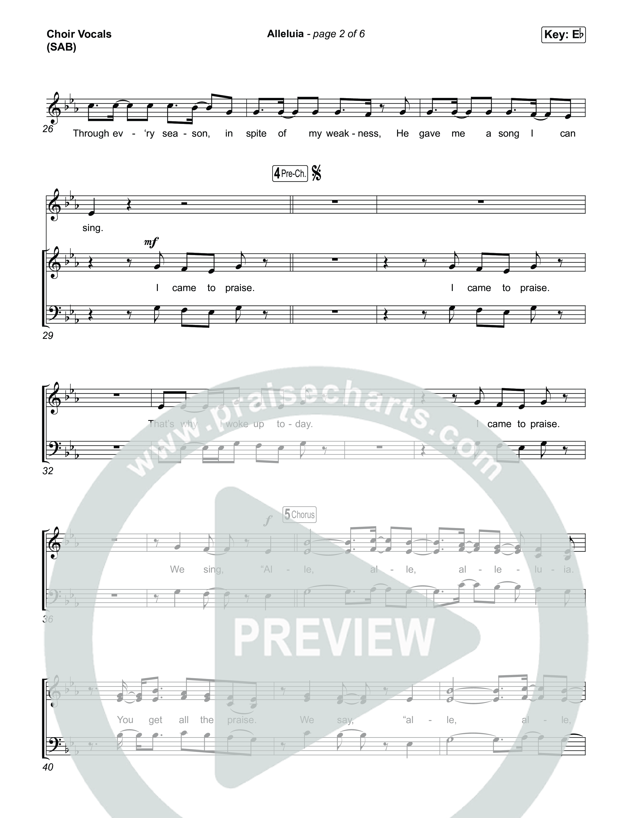 Alleluia (Worship Choir/SAB) Choir Sheet (SAB) (Elevation Worship / Chandler Moore / Chris Brown / Arr. Luke Gambill)