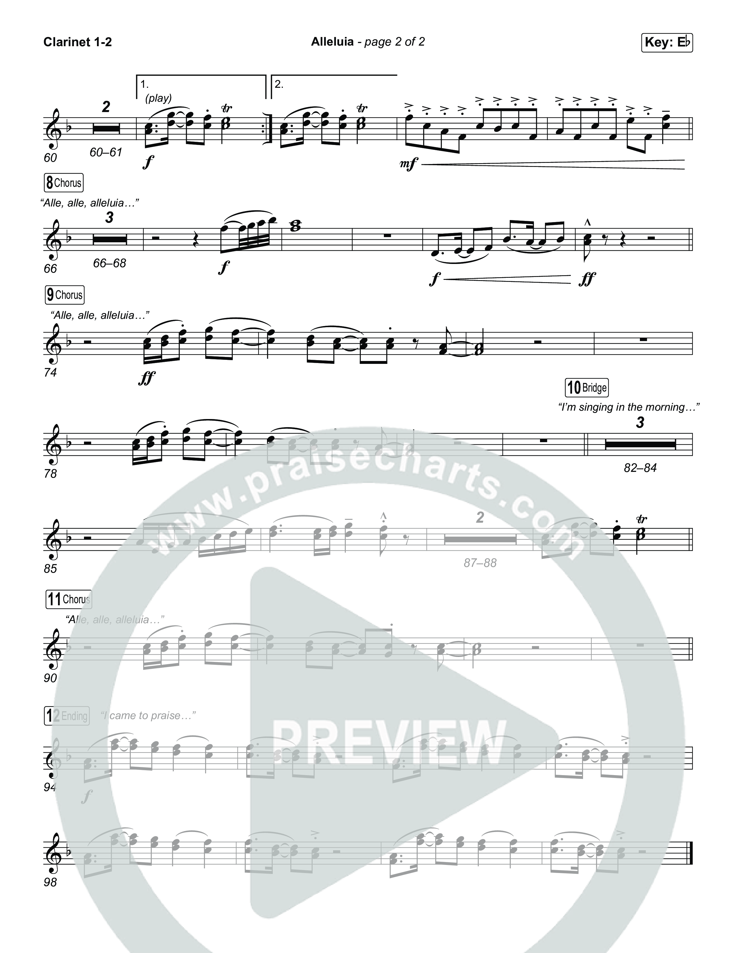 Alleluia (Worship Choir/SAB) Clarinet 1/2 (Elevation Worship / Chandler Moore / Chris Brown / Arr. Luke Gambill)