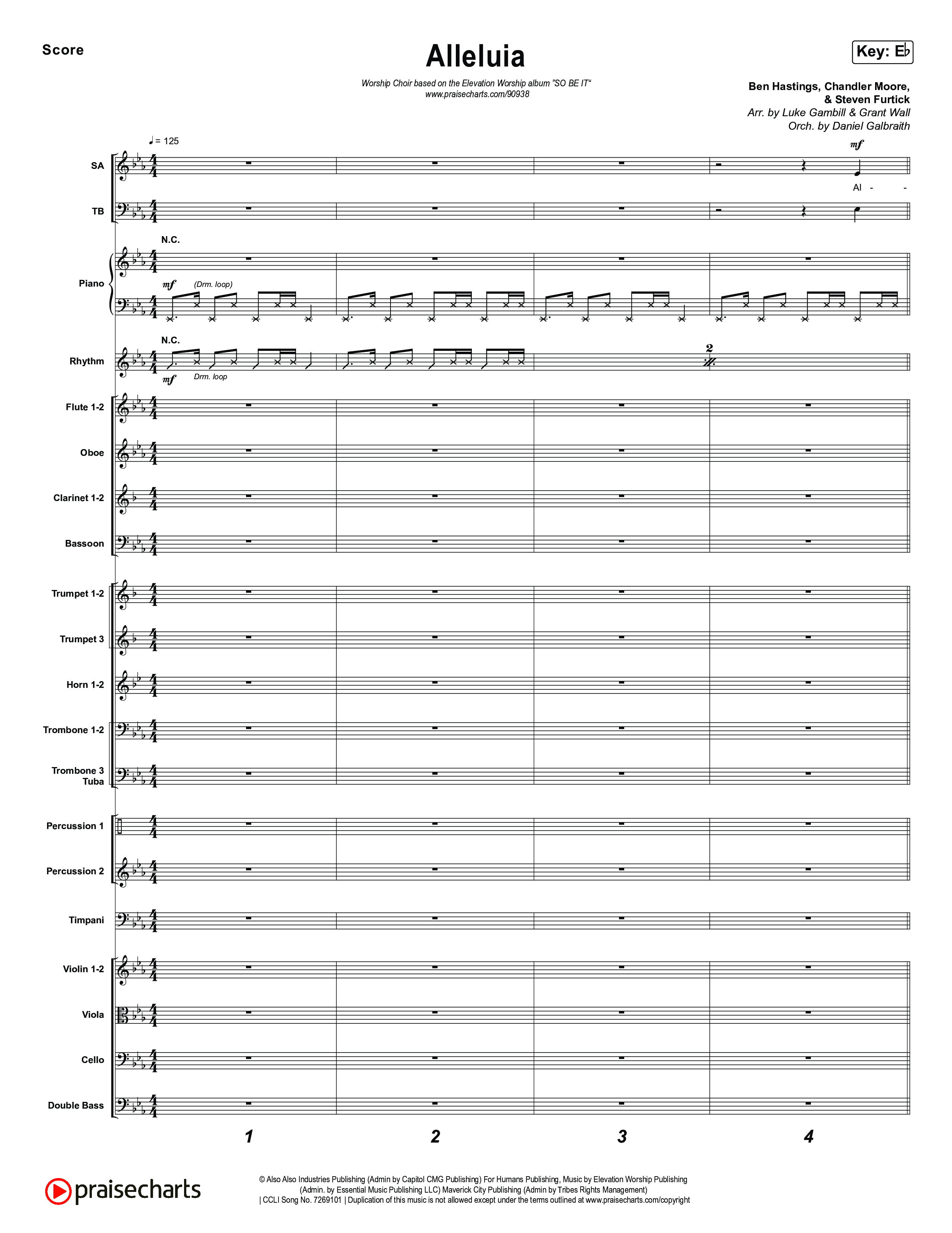 Alleluia (Worship Choir/SAB) Orchestration (No Vocals) (Elevation Worship / Chandler Moore / Chris Brown / Arr. Luke Gambill)