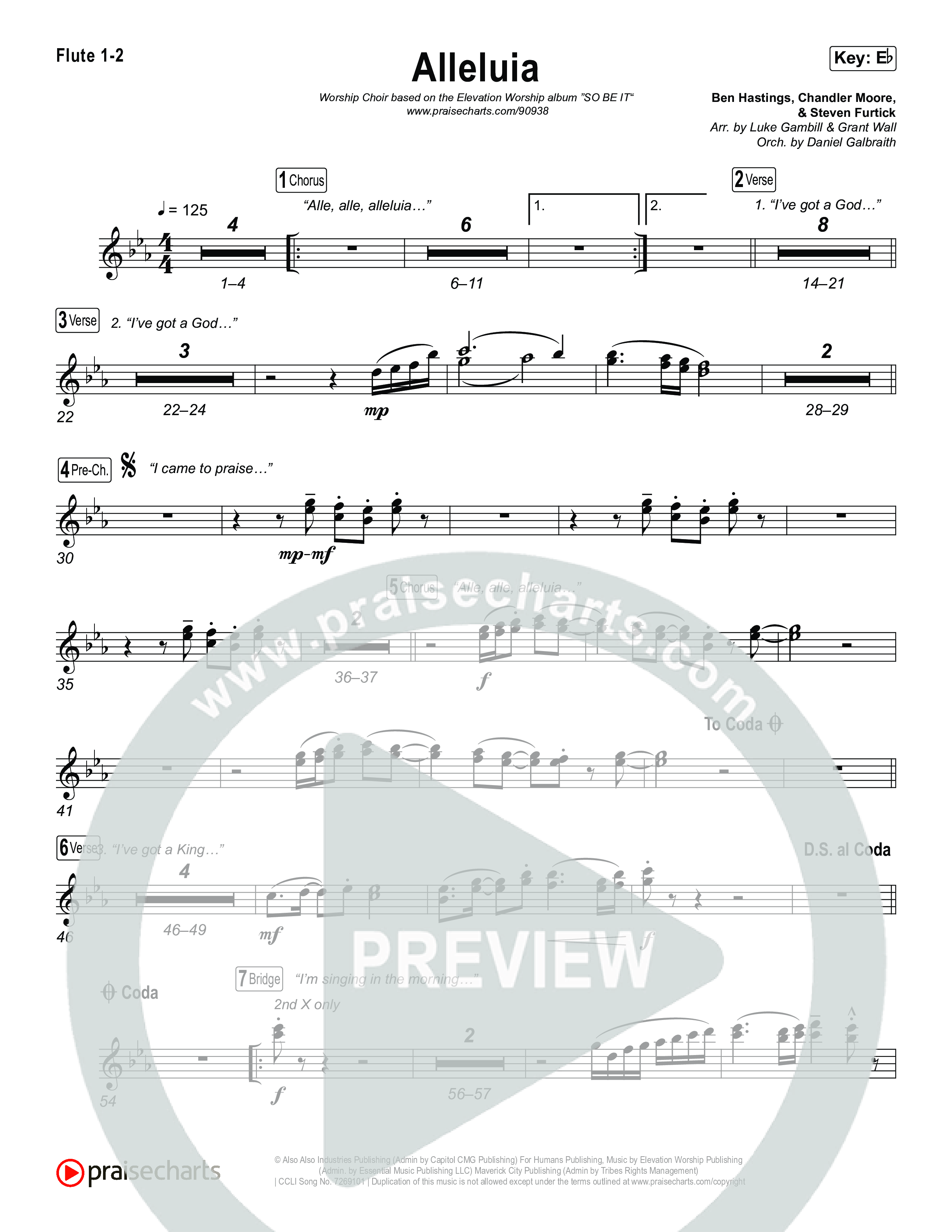 Alleluia (Worship Choir/SAB) Flute 1/2 (Elevation Worship / Chandler Moore / Chris Brown / Arr. Luke Gambill)