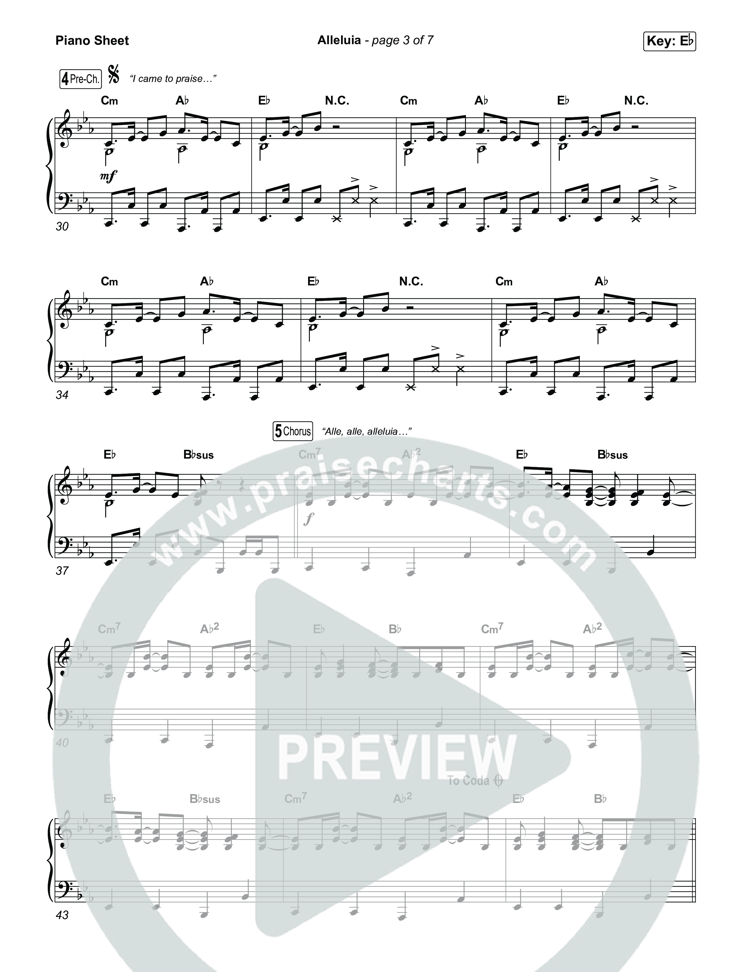Alleluia (Worship Choir/SAB) Piano Sheet (Elevation Worship / Chandler Moore / Chris Brown / Arr. Luke Gambill)