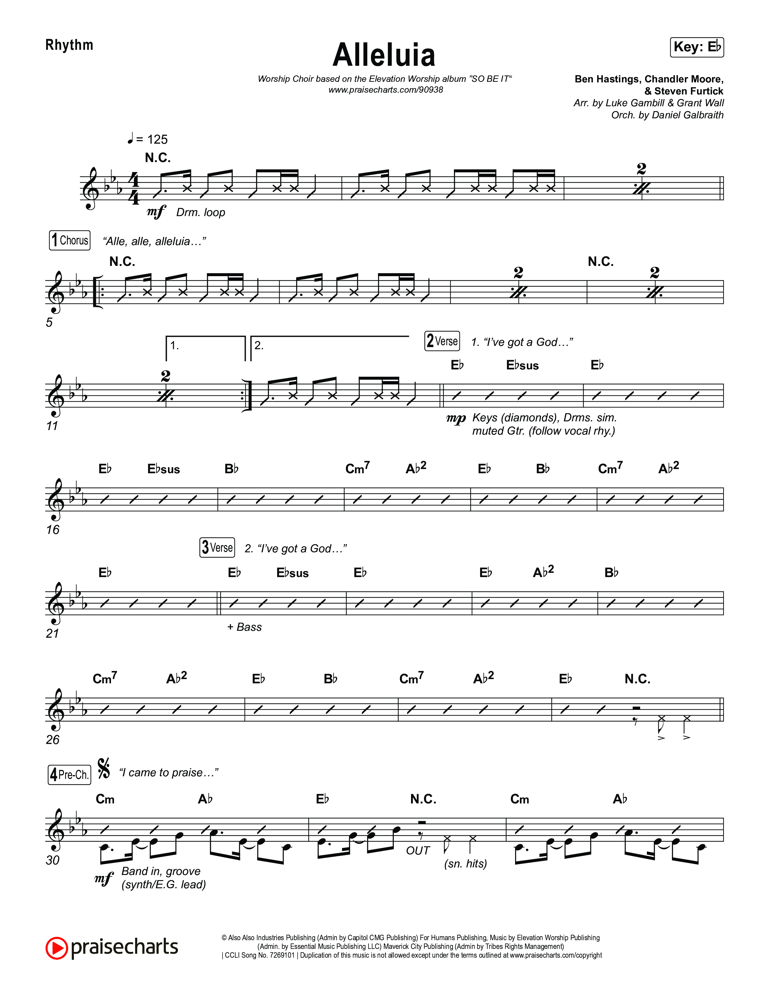 Alleluia (Worship Choir/SAB) Rhythm Chart (Elevation Worship / Chandler Moore / Chris Brown / Arr. Luke Gambill)