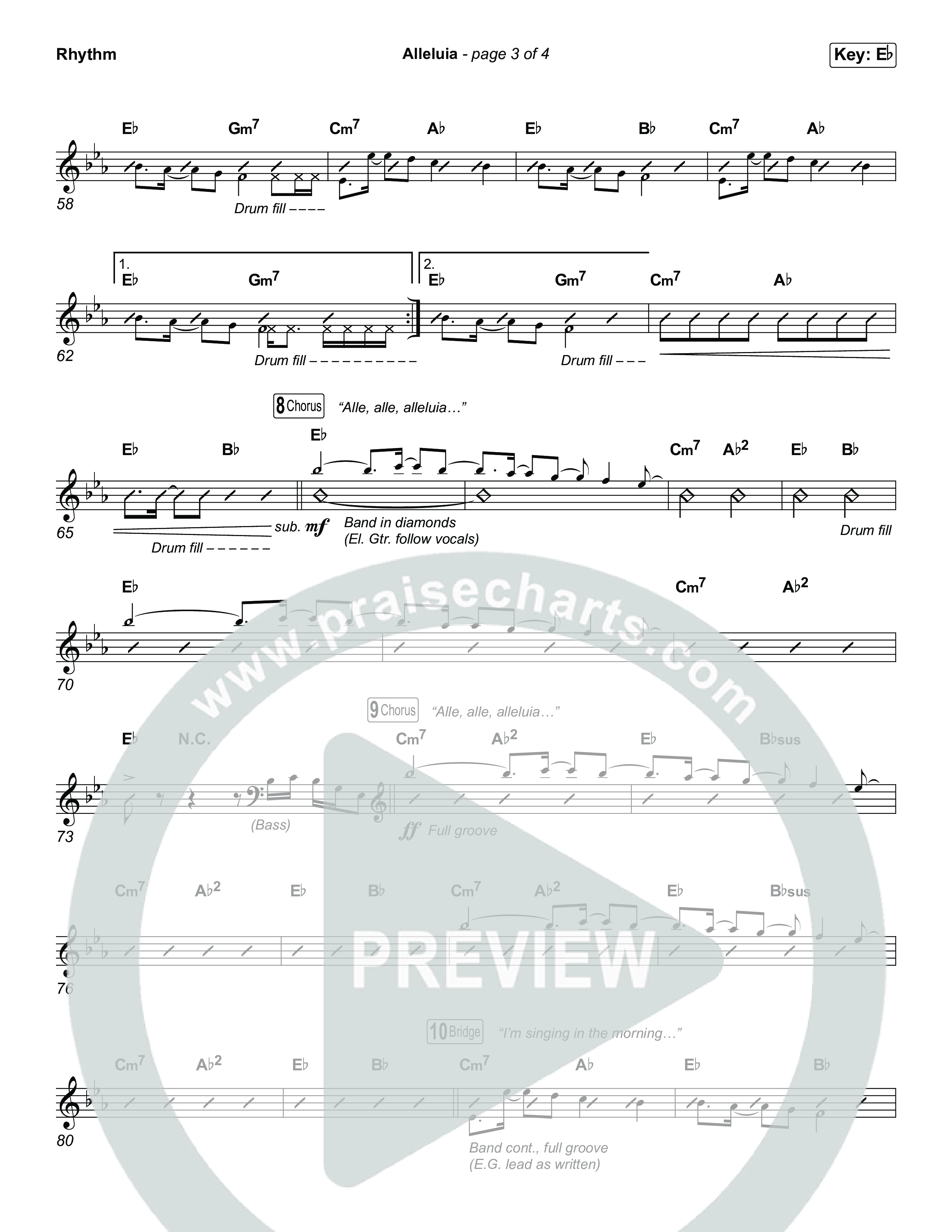 Alleluia (Worship Choir/SAB) Rhythm Chart (Elevation Worship / Chandler Moore / Chris Brown / Arr. Luke Gambill)